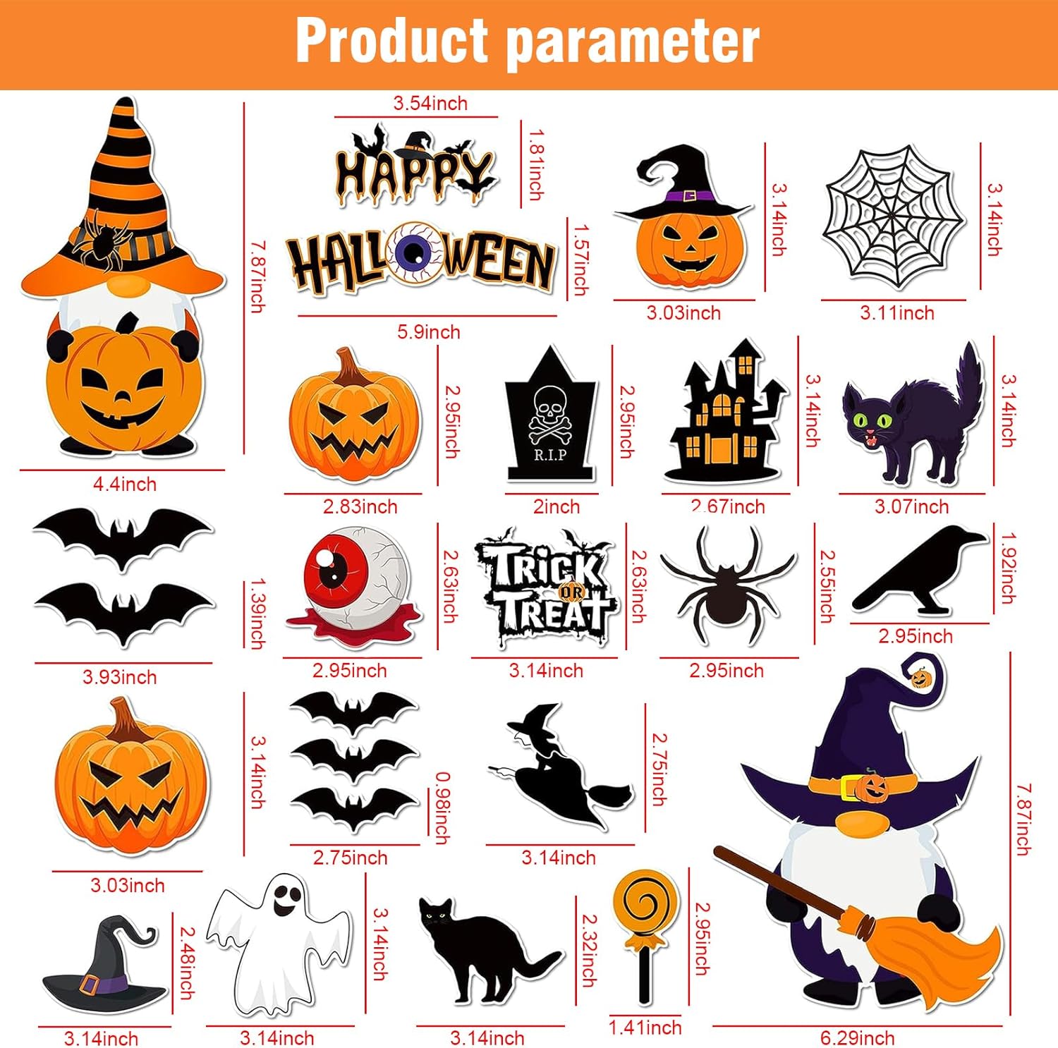 Paquete de 25 calcomanías de gnomo de Halloween, calcomanías de decoración de refrigerador de calabaza para automóvil, puerta de garaje, Halloween,
