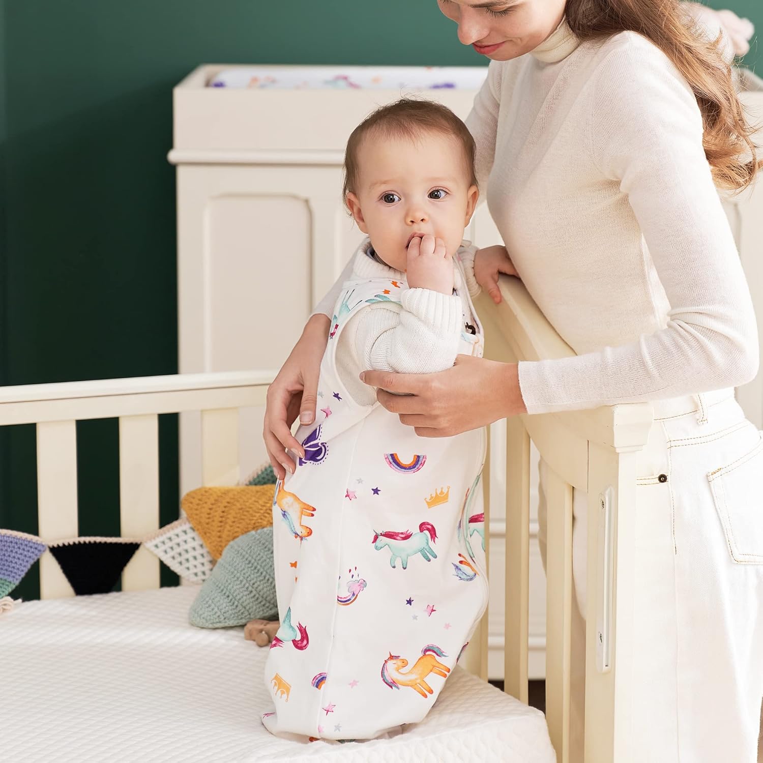 TILLYOU TOG 1 – Saco de dormir de algodón, 2 unidades, manta para bebé con cremallera de 2 vías, saco de dormir extrasuave sin mangas para bebés, de