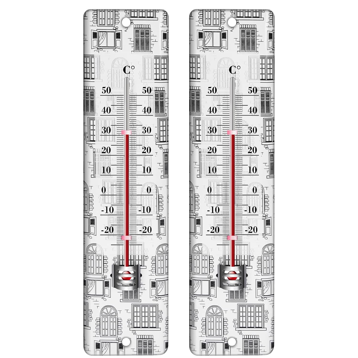 Gardtech Paquete de 2 termómetros verticales, medidor de temperatura de acero para interiores y exteriores, monitor digital de temperatura para