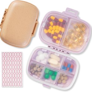 Pastillero de viaje Pastillero diario portátil con 8 compartimentos, contenedor de píldoras, organizador de medicamentos, dispensador de píldoras, Pastillero de viaje Pastillero diario portátil con 8 compartimentos, contenedor de píldoras, organizador de medicamentos, dispensador de píldoras,