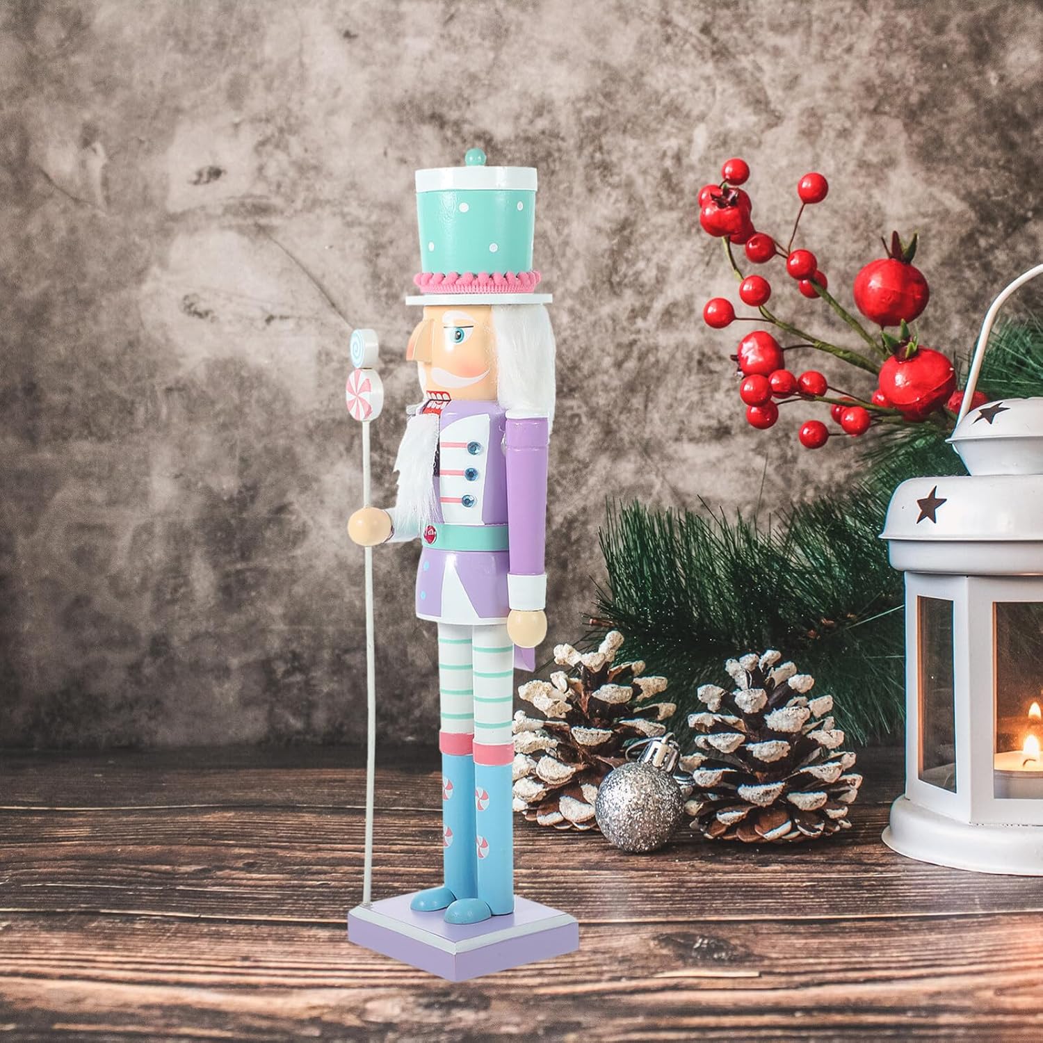 GANAZONO Gran cascanueces de Navidad adornos decoraciones soldado cascanueces de madera para árbol de Navidad figura marioneta regalo 15.0 in