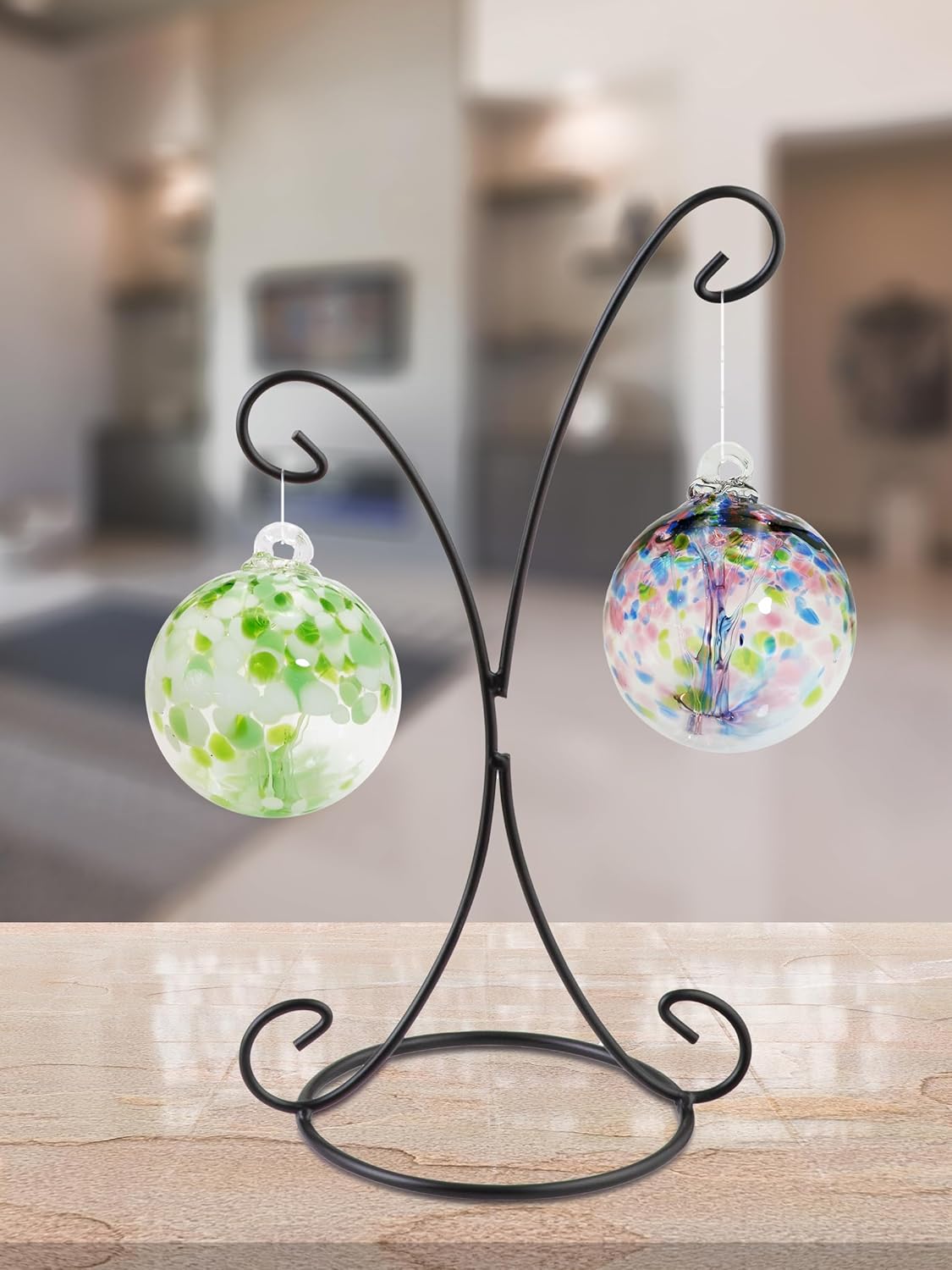 Dale Tiffany Vidrio soplado a mano, esperanza de 3 pulgadas de diámetro, colección Árbol de la vida, globo de bruja colgante para jardín