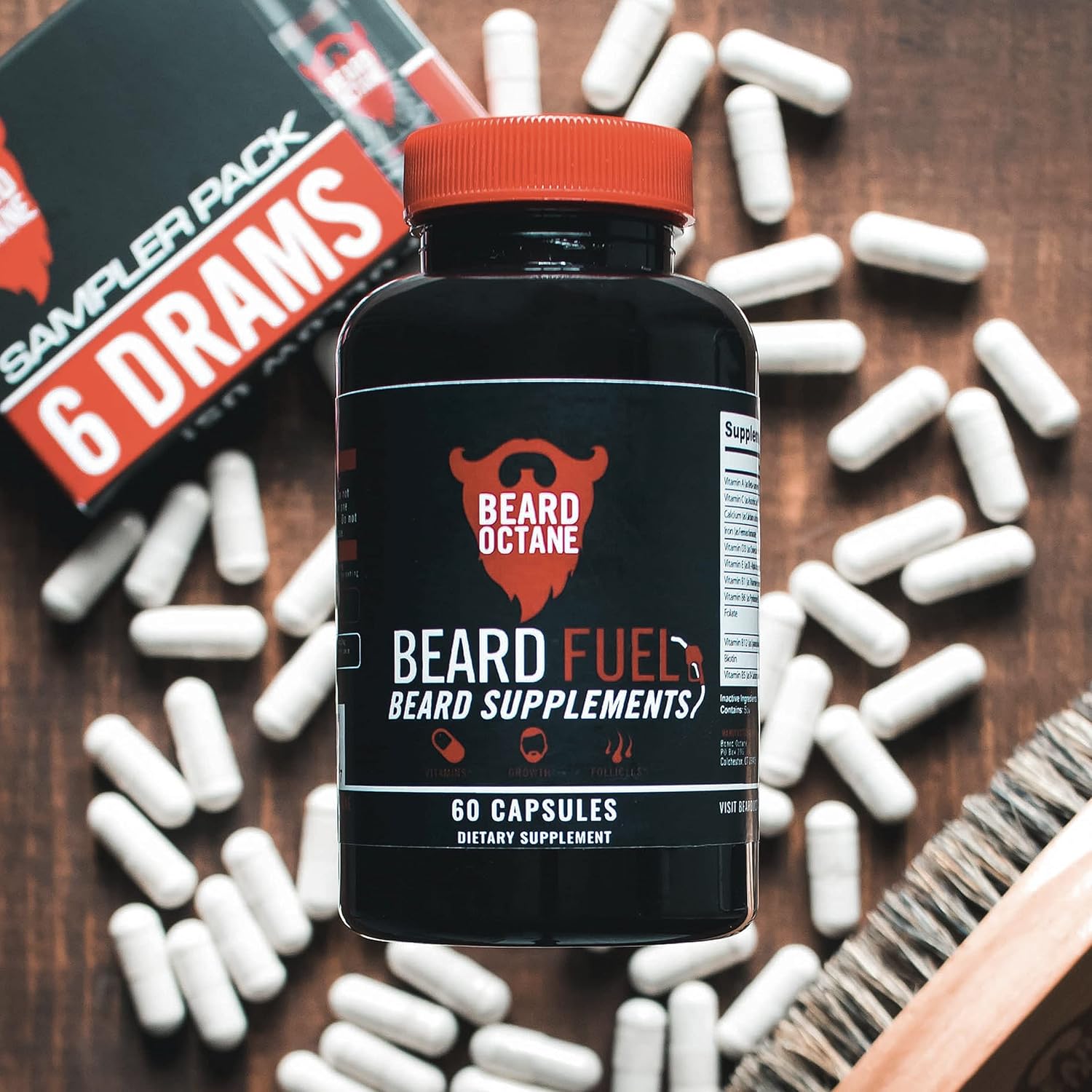 Beard Octane Combustible para barba – Complejo vitamínico para el crecimiento del cabello de la barba con biotina, vitamina A, vitamina C –