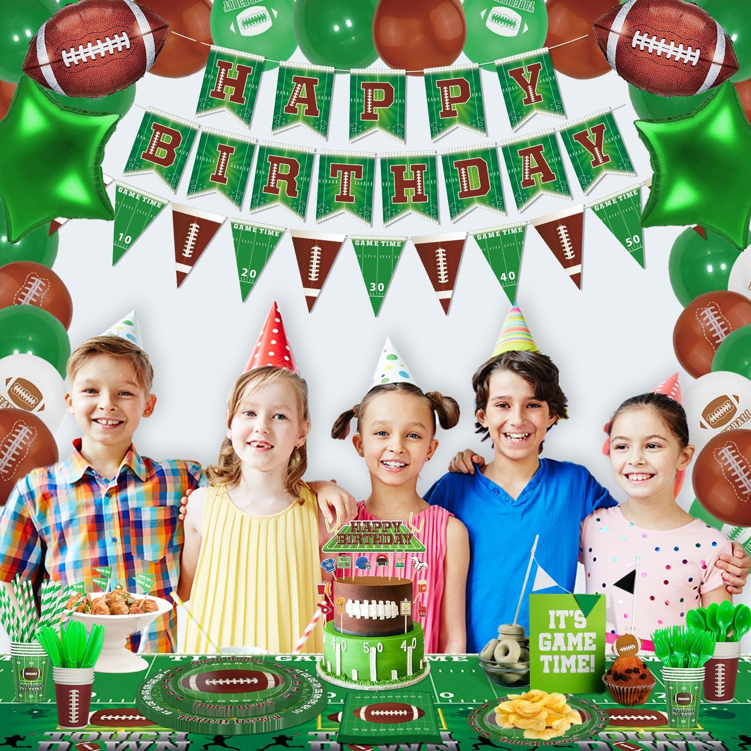 Paquete de 229 decoraciones de fiesta de cumpleaños de fútbol, suministros para fiestas de fútbol, decoración de fiesta de fiesta de juegos