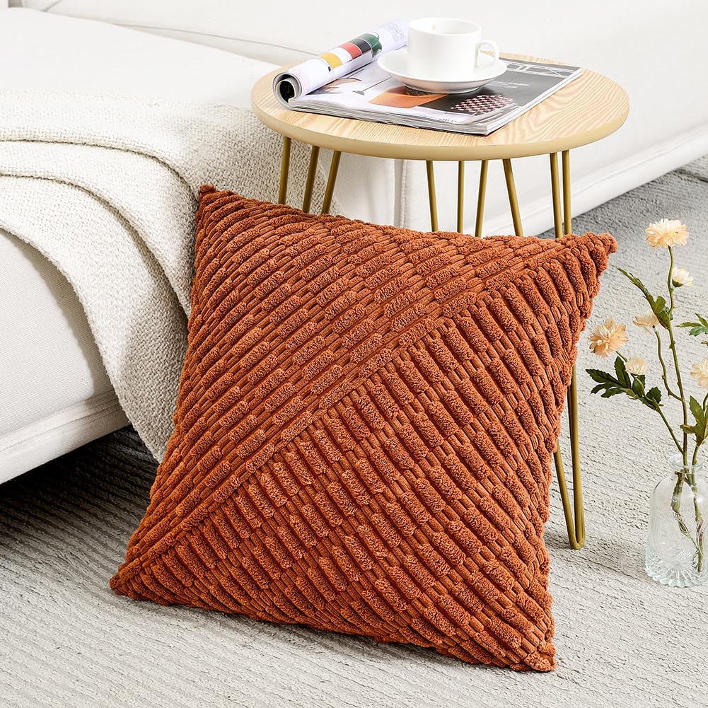 Fancy Homi Paquete de 2 fundas de almohada decorativas de color óxido de 16 x 16 pulgadas para sofá cama, decoración rústica estilo bohemio para el