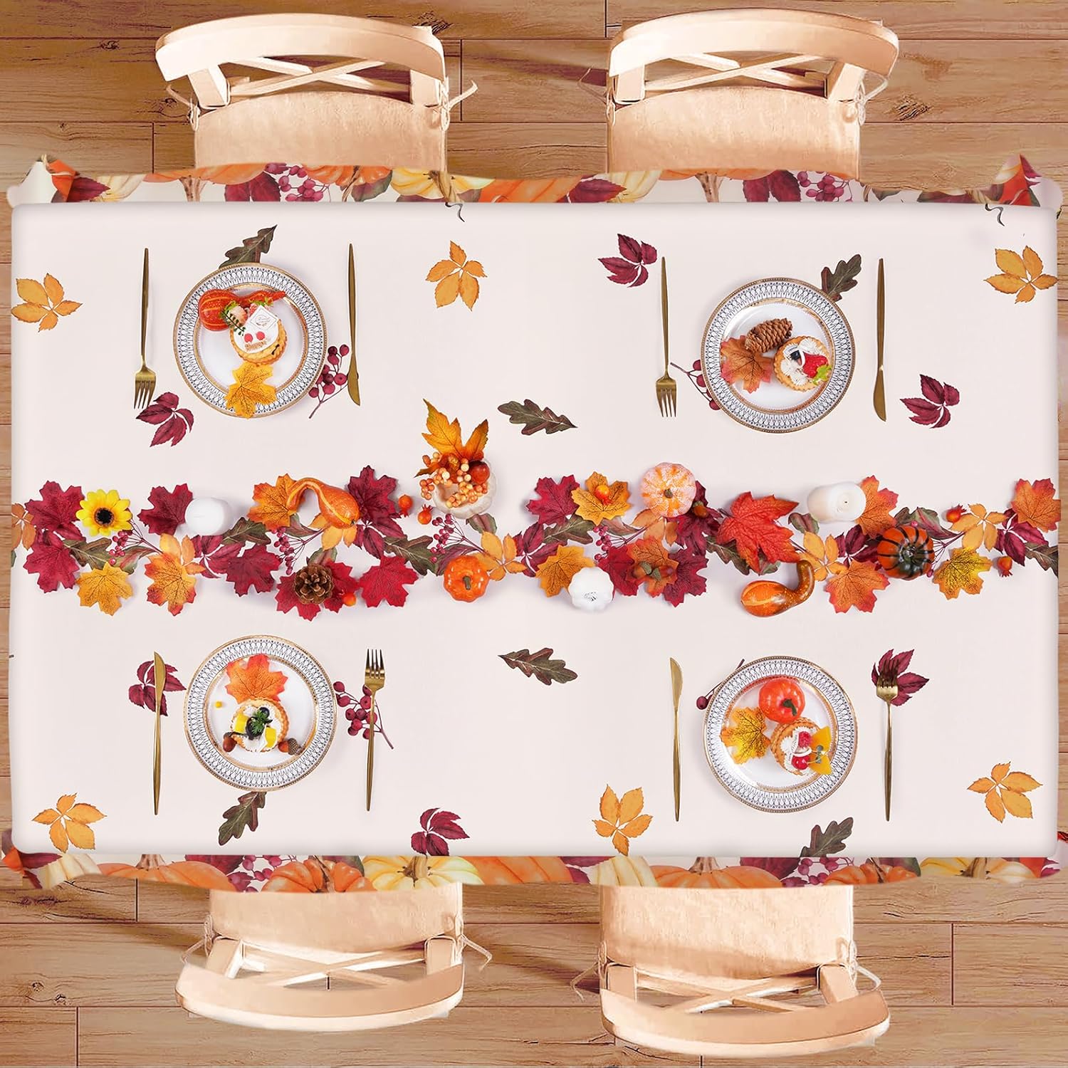 Yinhua Mantel de otoño cuadrado de Acción de Gracias, calabazas de otoño, 55 x 55 pulgadas