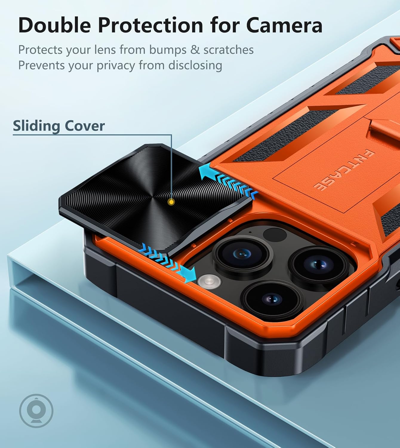FNTCASE Funda para iPhone 15 Pro protección contra caídas y golpes de grado militar con soporte y tobogán  Protección resistente con textura de