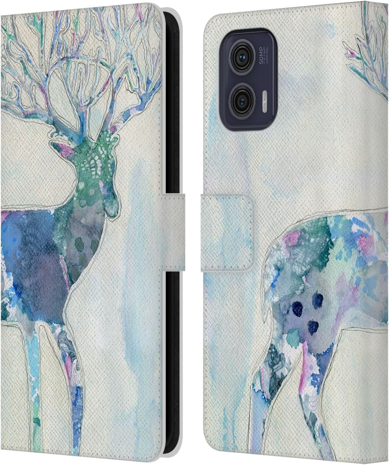 Head Case Designs Officially Licensed Wyanne Quiet Creative Animals 2 Leather Book Wallet Case Cover Compatible with Motorola Moto G73 5G