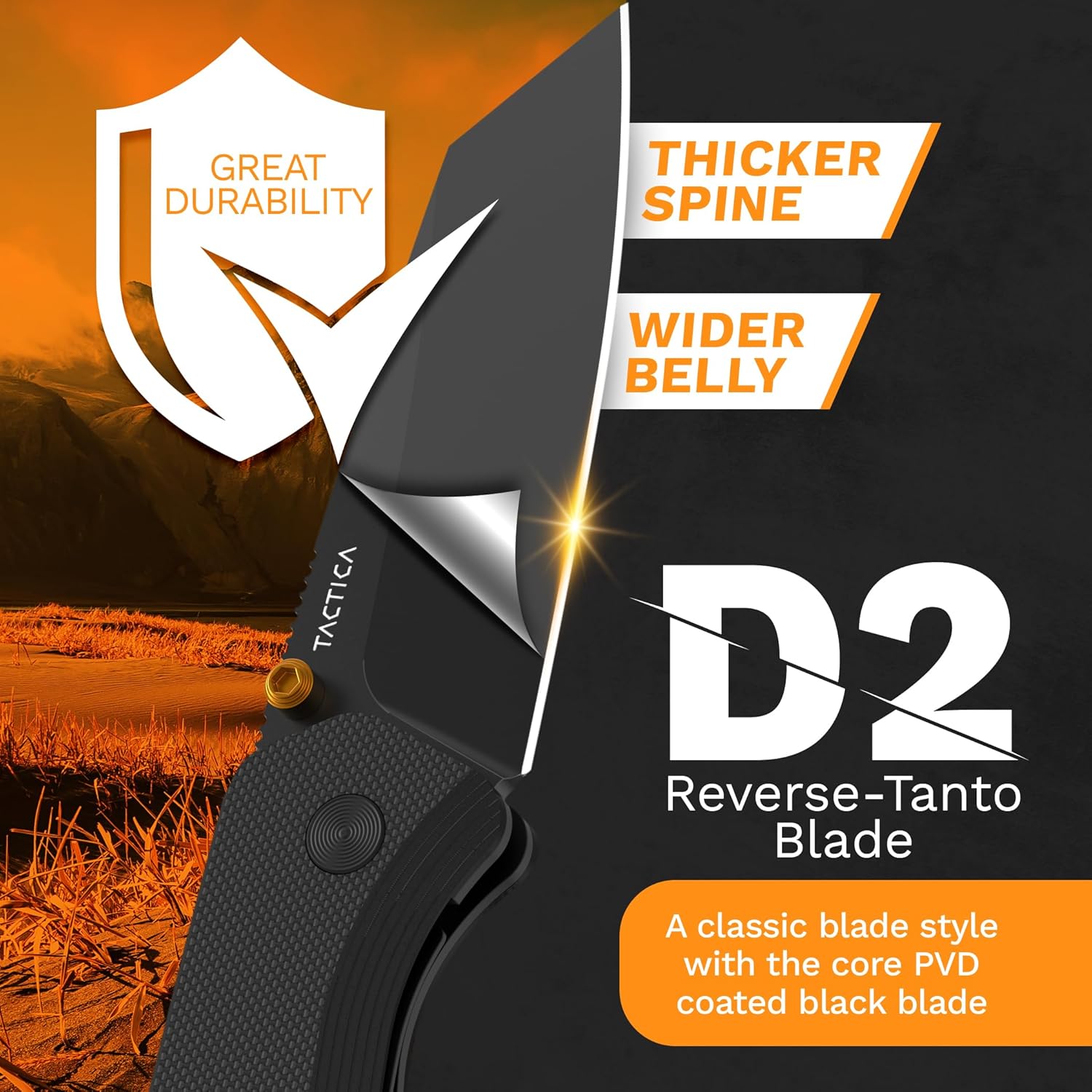TACTICA Cuchillo de bolsillo plegable para camping, senderismo y uso diario  Pequeño cuchillo de bolsillo EDC para hombres y mujeres  Cuchillo de