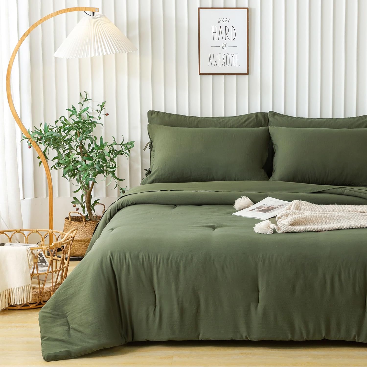 COTTEBED Juego de cama ultrasuave tamaño Queen con edredón y sábanas  Uso para todas las estaciones, ropa de cama de 7 piezas en una bolsa, juego de