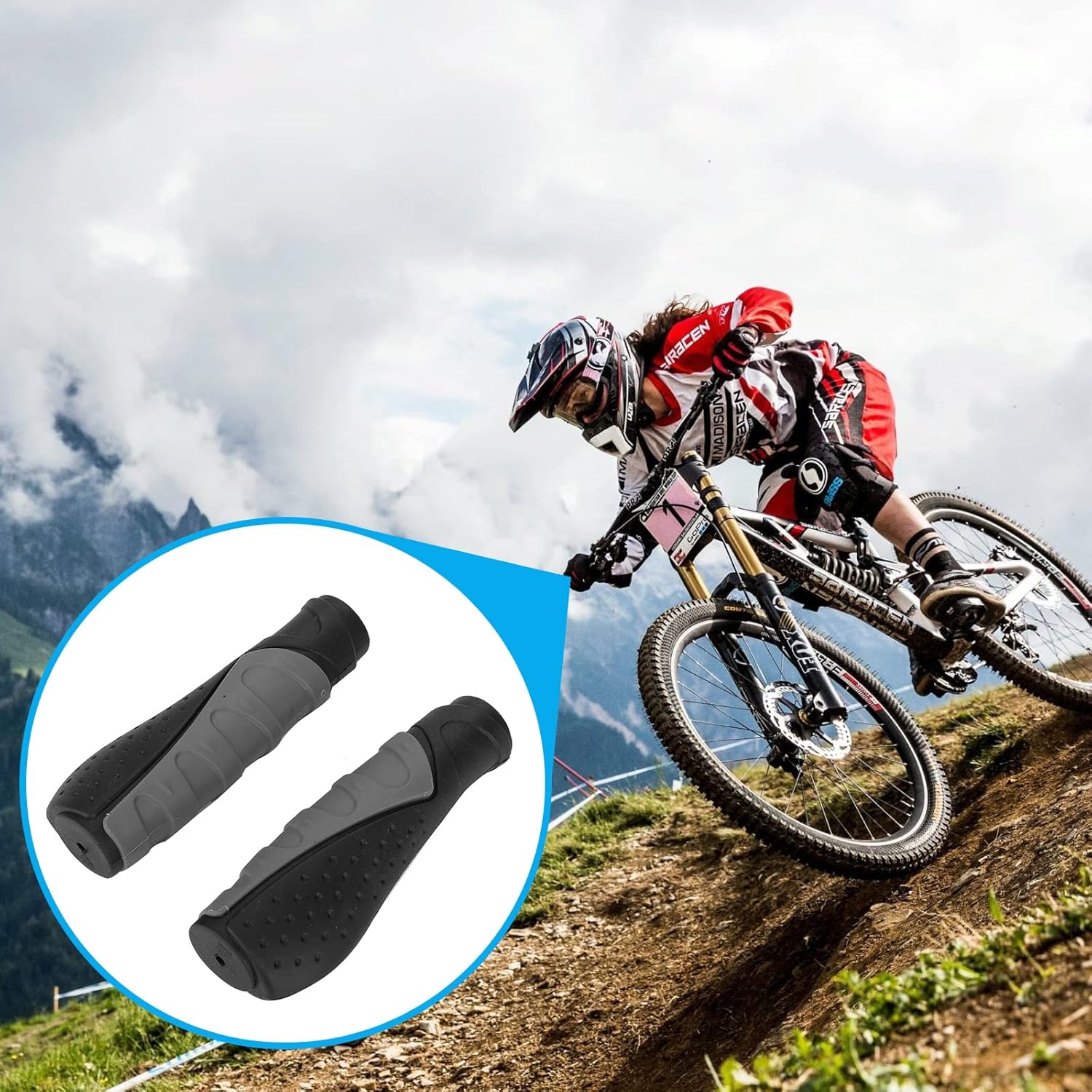 1 par de empuñaduras de bicicleta, agarres de goma antideslizantes para manija de bicicleta, empuñaduras ergonómicas de manillar de bicicleta,