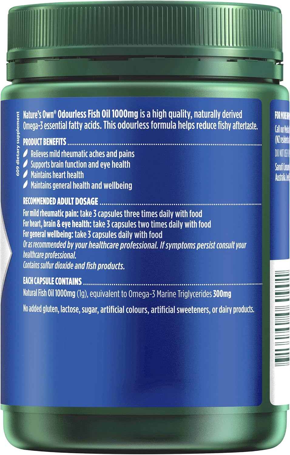 Nature’s Own Aceite de pescado sin olor 1000 mg 400 cápsulas