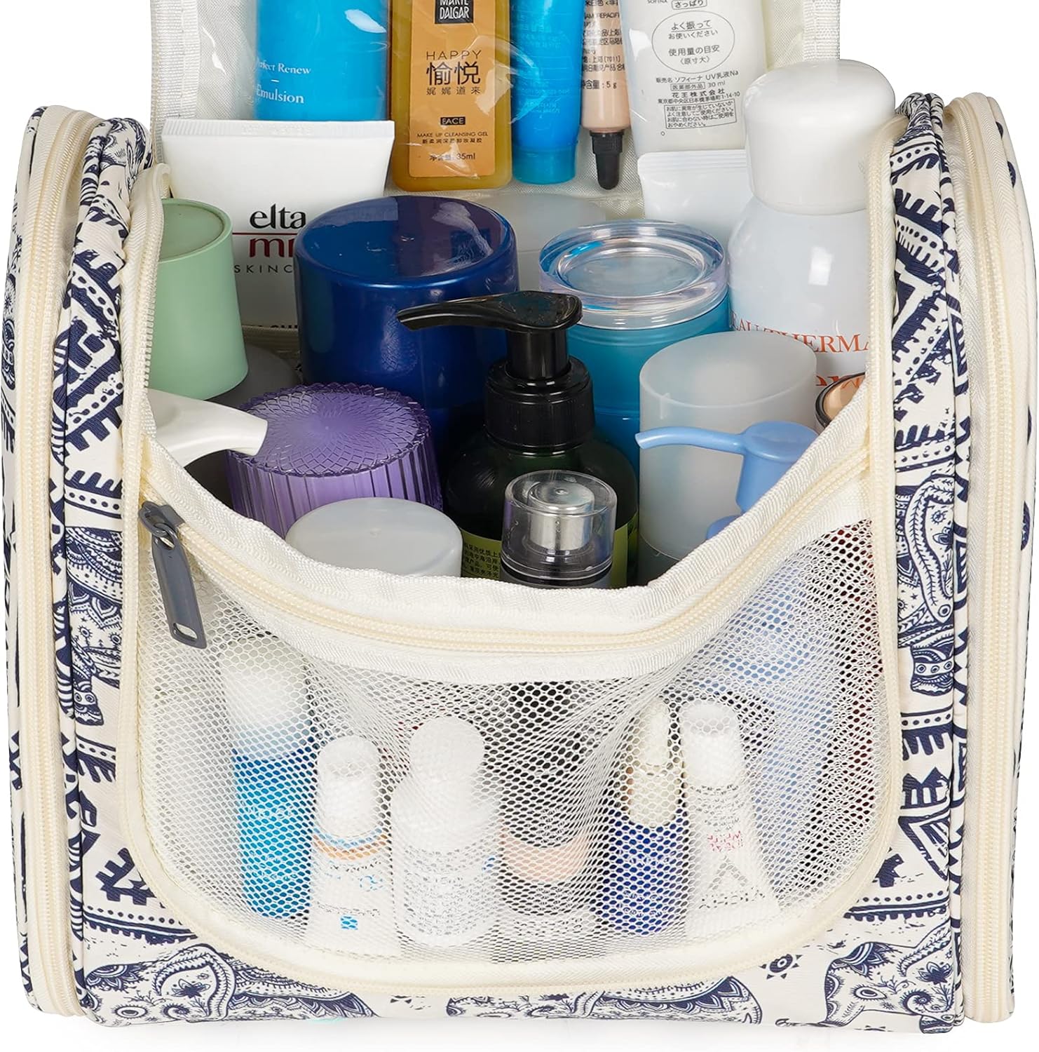 Narwey Neceser de viaje colgante organizador de maquillaje cosmético para mujeres y hombres, B-elefante