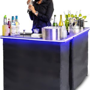 GoBar – Juego de mesa portátil de doble barra con luces LED multicolores, estación móvil de barman para eventos, incluye funda de transporte GoBar – Juego de mesa portátil de doble barra con luces LED multicolores, estación móvil de barman para eventos, incluye funda de transporte