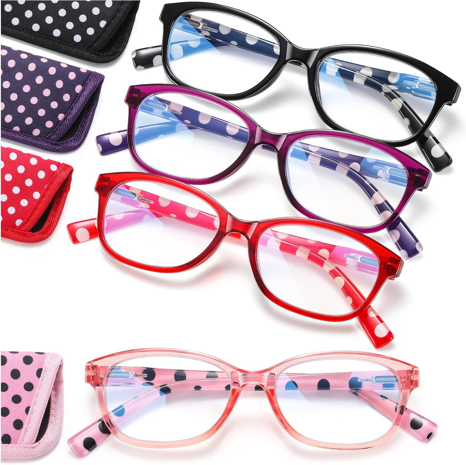 EYEGUARD Paquete de 4 lentes de lectura con bloqueo de luz azul para mujer, antifatiga ocular, lentes antirreflejos, bisagra de resorte, lectores de