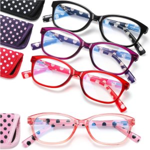 EYEGUARD Paquete de 4 lentes de lectura con bloqueo de luz azul para mujer, antifatiga ocular, lentes antirreflejos, bisagra de resorte, lectores de EYEGUARD Paquete de 4 lentes de lectura con bloqueo de luz azul para mujer, antifatiga ocular, lentes antirreflejos, bisagra de resorte, lectores de