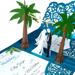 Invitaciones de boda con sobres, invitaciones de boda personalizadas con sobres y opciones rsvp disponibles. Invitación de boda emergente (Palmas) Invitaciones de boda con sobres, invitaciones de boda personalizadas con sobres y opciones rsvp disponibles. Invitación de boda emergente (Palmas)