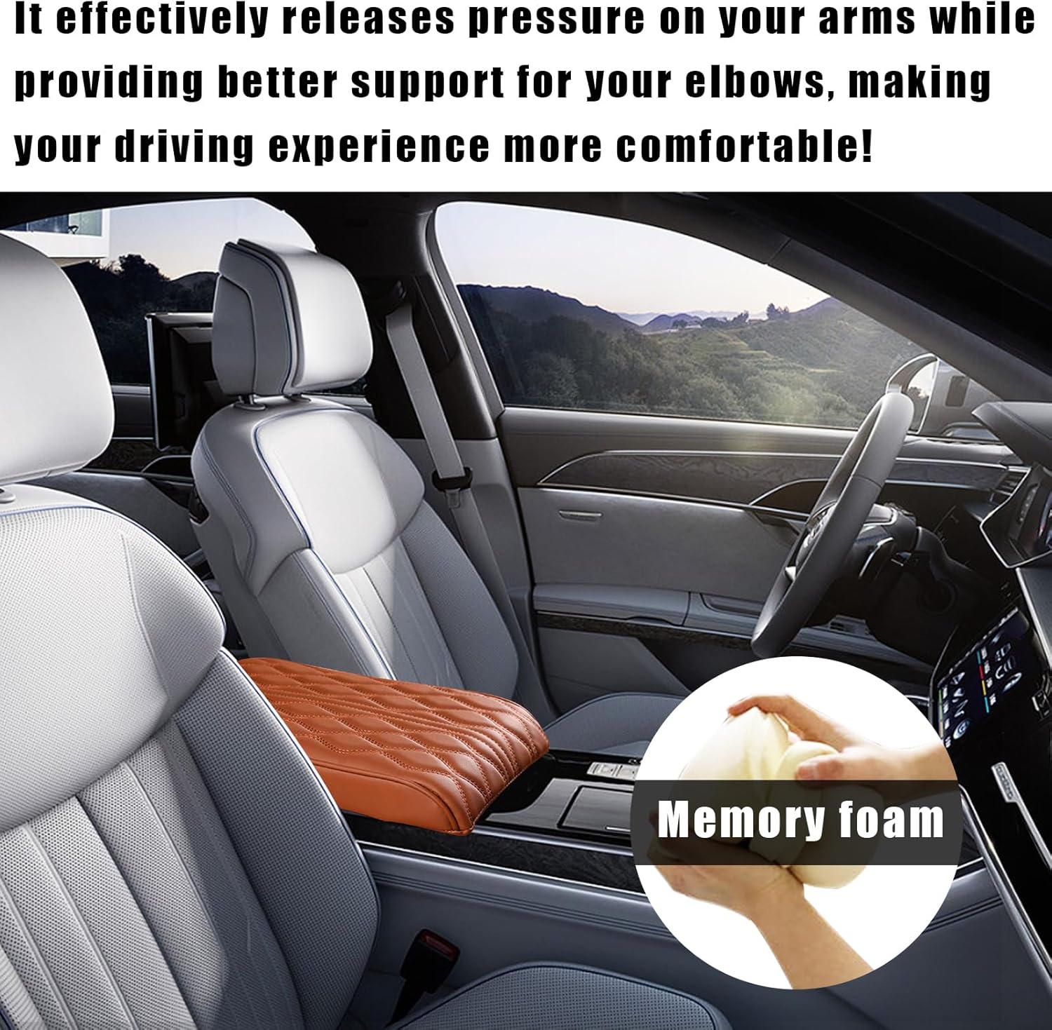 Cojín para consola central de automóvil, de cuero de espuma viscoelástica, para reposabrazos de automóvil, funda universal impermeable para las