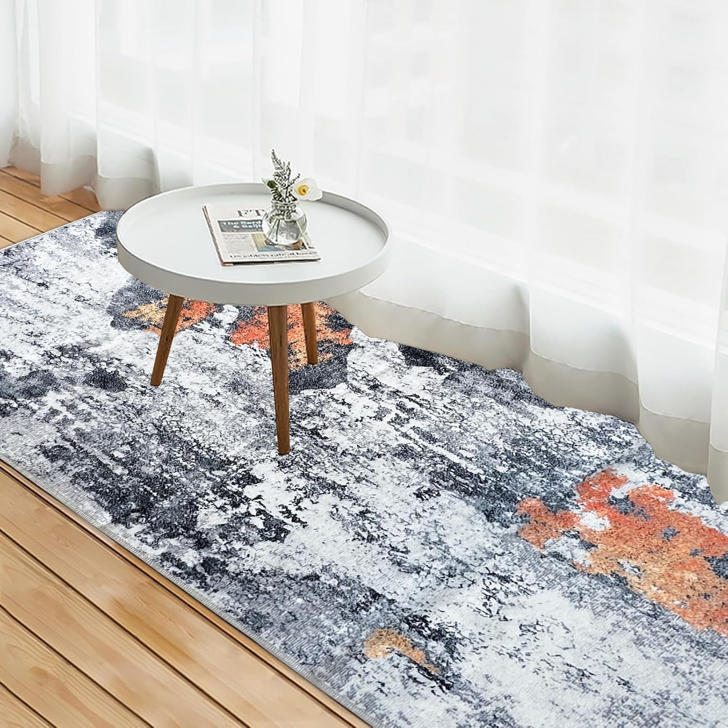 OIGAE Alfombra lavable de 2 x 6 pies, alfombra larga abstracta moderna para pasillo de cocina con parte trasera antideslizante, alfombra para