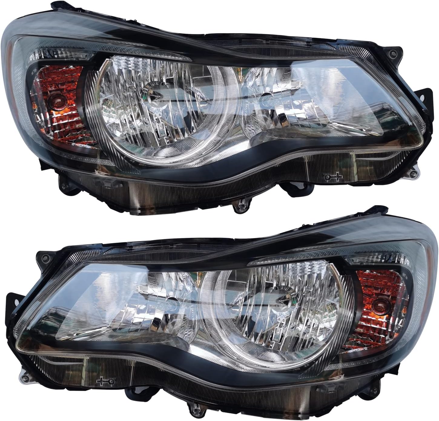 CNCEST Par de faros delanteros halógenos, ajuste directo, carcasa cromada, lente transparente, para modelos Subaru Impreza 2015-2016, delantero