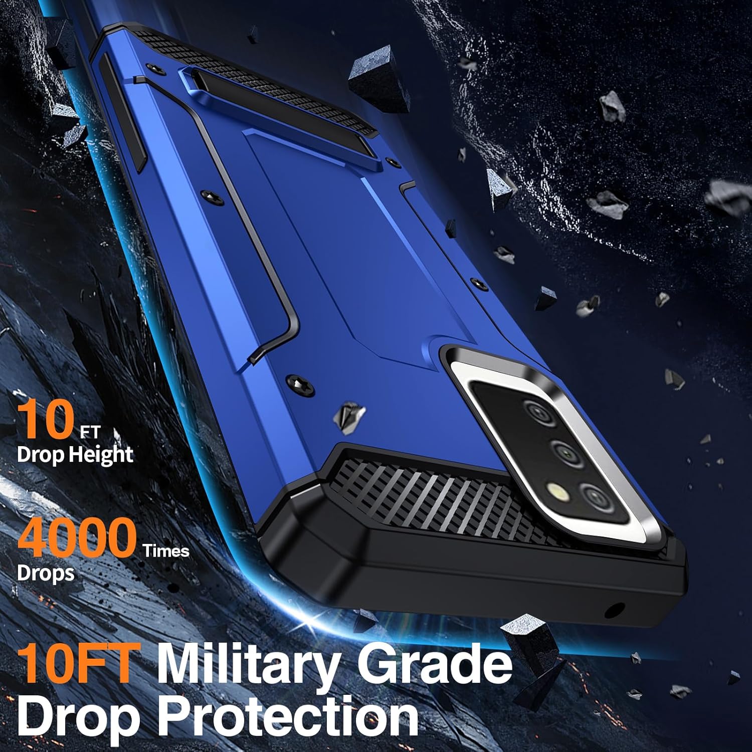 Asuwish Funda de teléfono para Samsung Galaxy A03s versión de EE. UU. 5G 2022 con protector de pantalla de vidrio templado y soporte delgado y