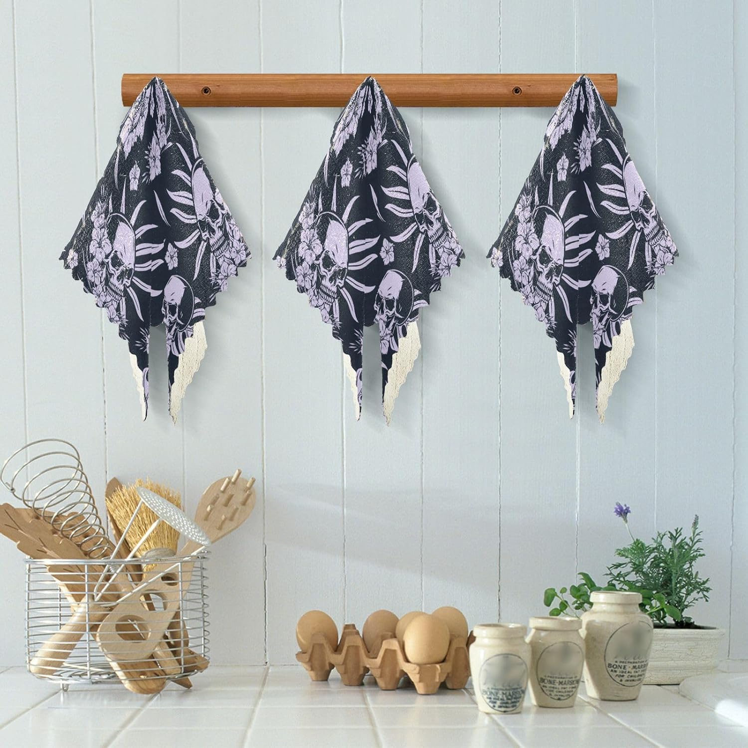 Vintage Tropical Skull 6 Pack Fast Drying Microfiber Kitchen Towels Print Soft Tea Cup Kitchen Towels for Bathroom Sink