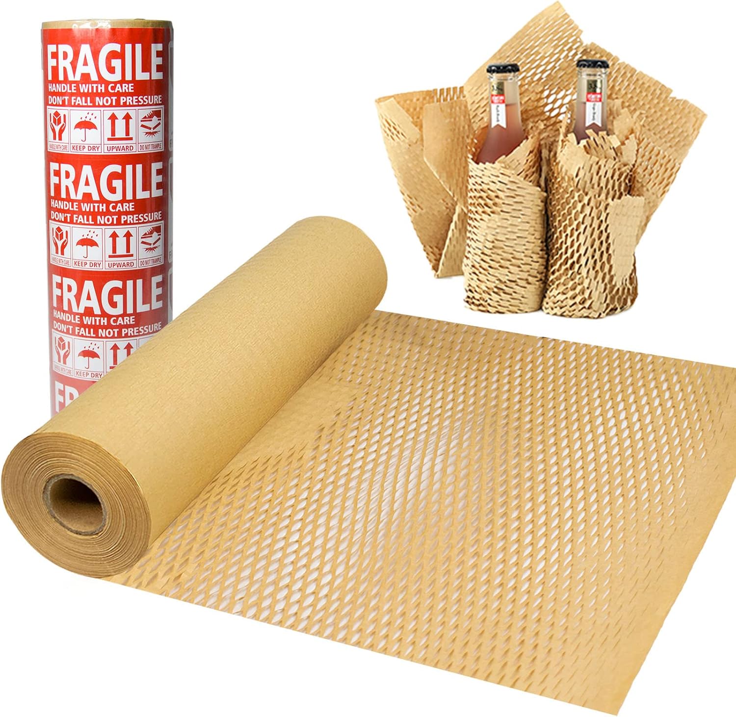 Honeycomb Packing Paper, 12″ x 135′ Bubble Wrap Roll for Packing Moving Shipping, Recyclable Honeycomb Paper Moving Supplies Packing Paper Wrapping