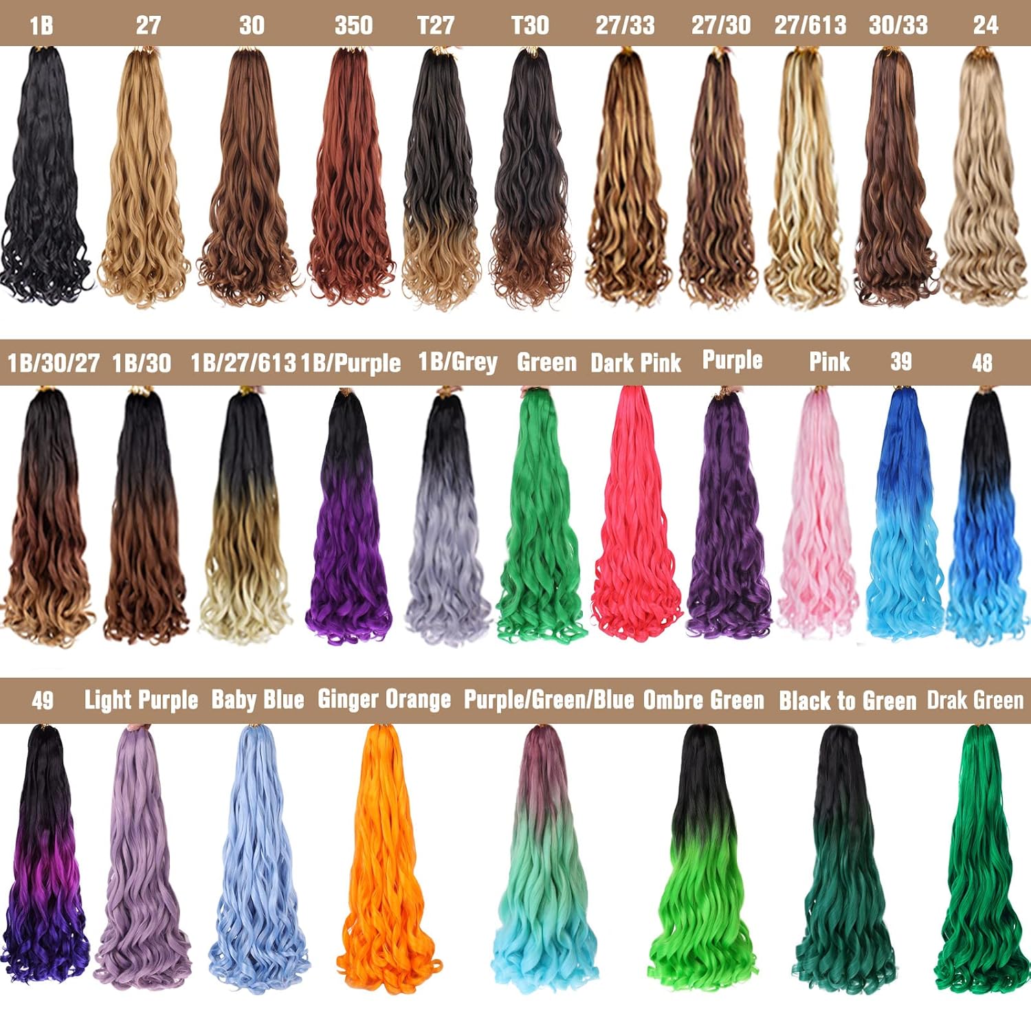 COOKOO 18 Inch 9 Pack French Curly Braiding Hair 1B Soft Bouncy Braids Hair 65gpack Premium Curly Braiding Hair French Curls Synthetic Hair
