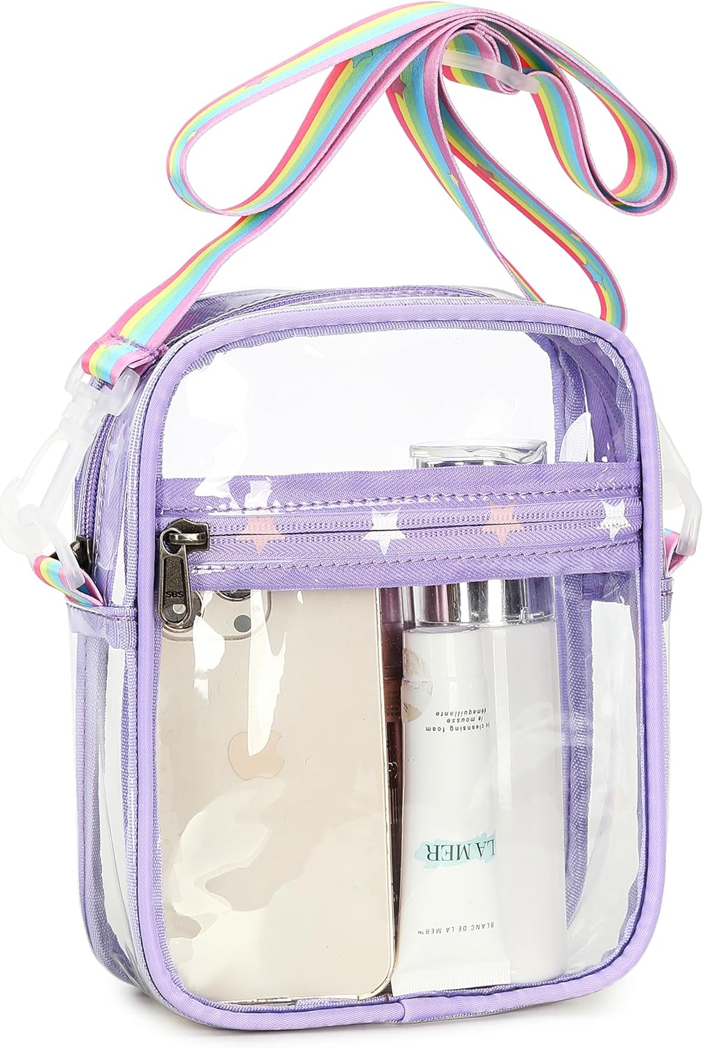 Bolso cruzado transparente aprobado para estadios, correa de hombro ajustable, bolsa transparente para conciertos, eventos deportivos
