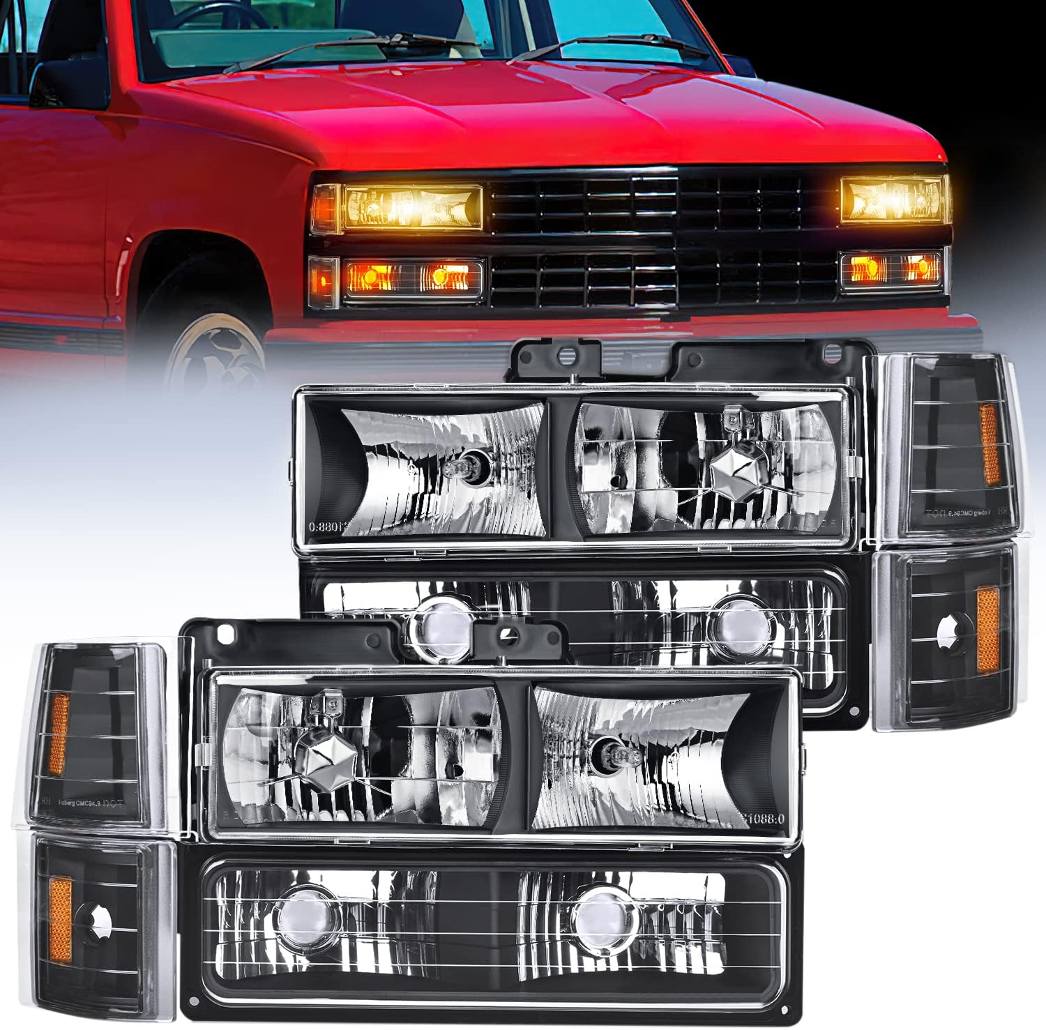 Nilight Conjunto de faros delanteros para GMC Suburban Yukon Sierra CK Series 1500 2500 3500 de repuesto para 1994 1996 1997 1998 GMC Suburban Yukon