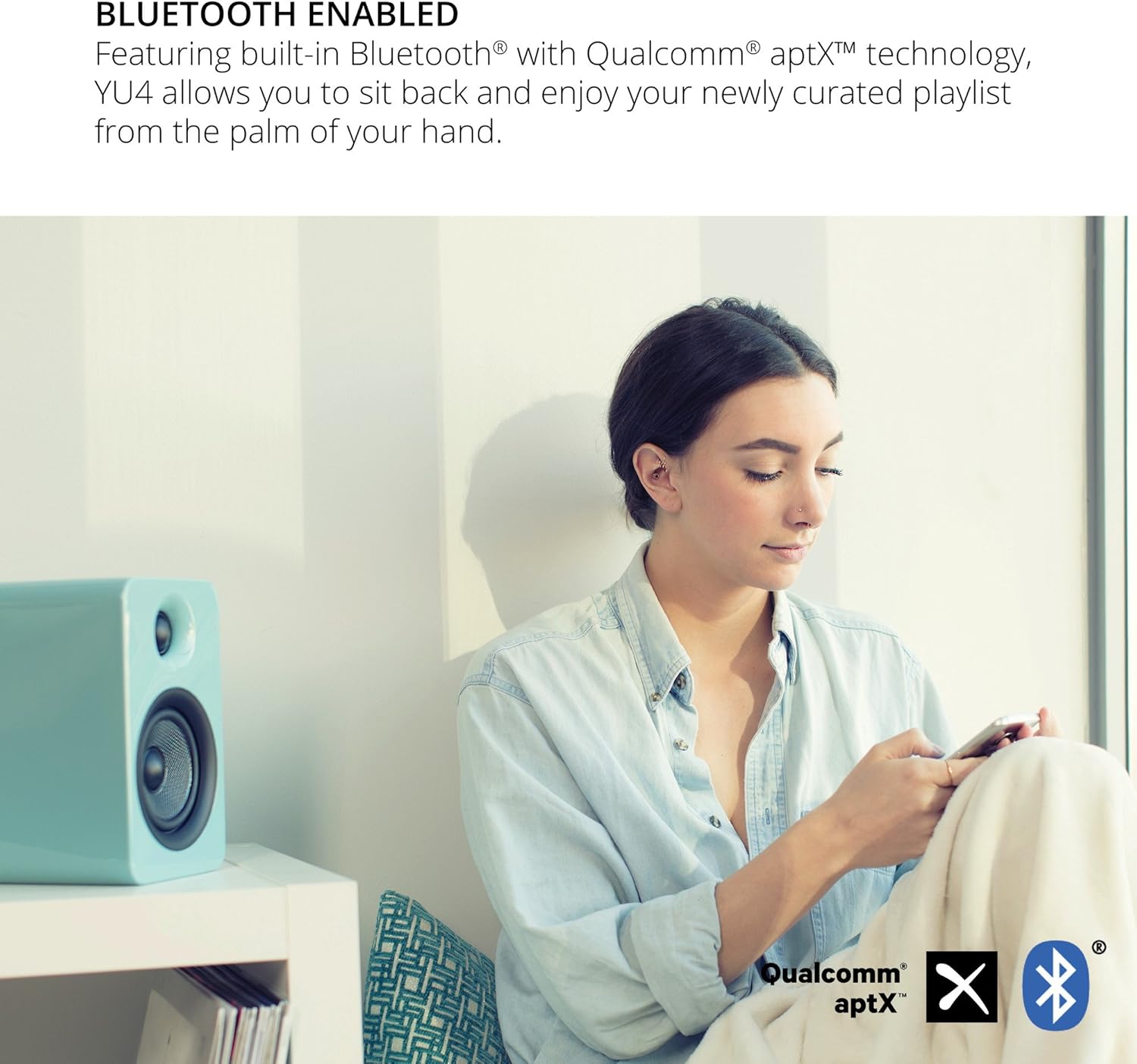 Kanto YU4WALNUT 140W Bookshelf Speakers with Bluetooth – Walnut (Pair) SP9 9″ Fixed-Height Desktop Stands for Bookshelf Speakers – Black (Pair)
