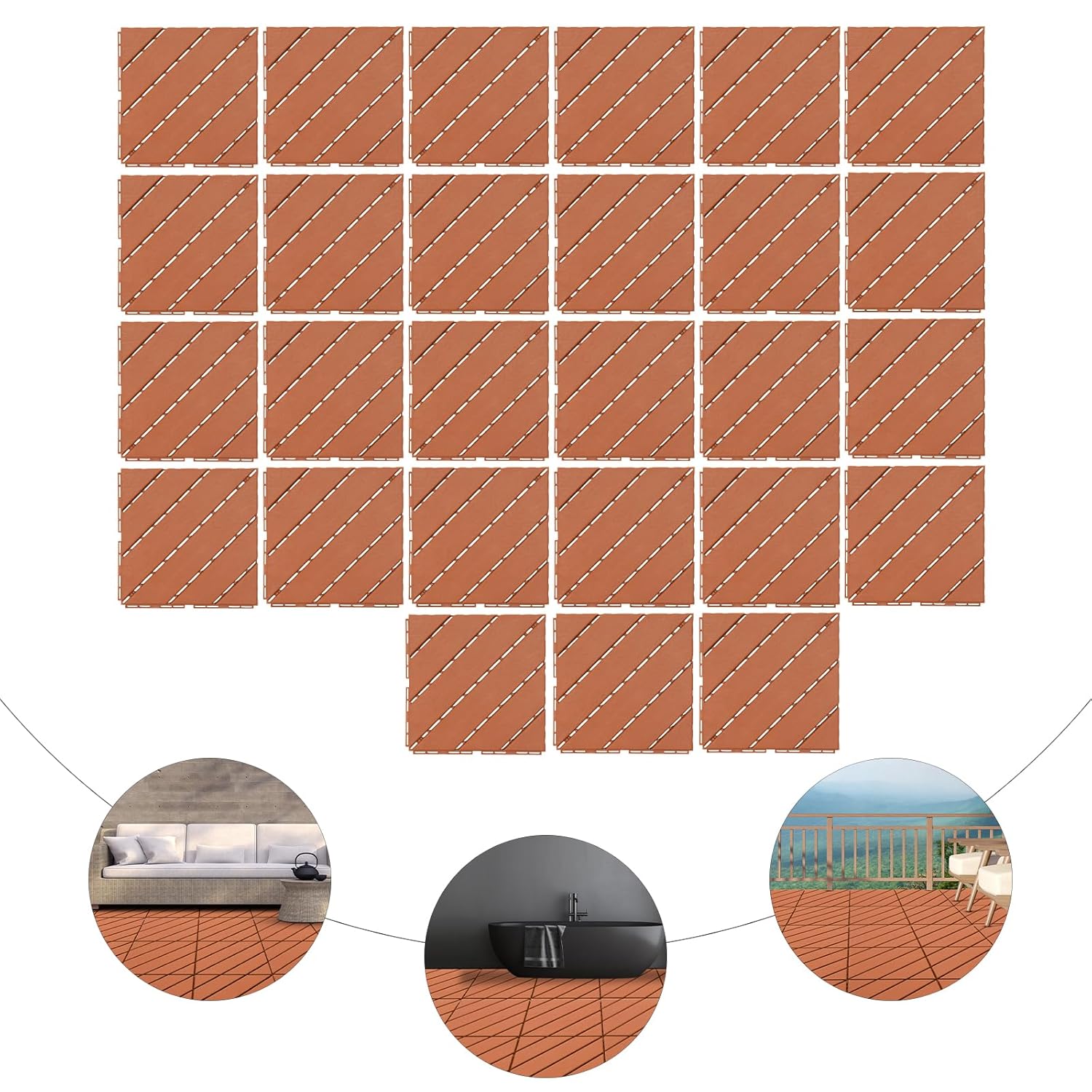 27 piezas de suelos de patio al aire libre, baldosas de plástico entrelazadas de 12 x 12 pulgadas, azulejos entrelazados para terraza al aire libre,