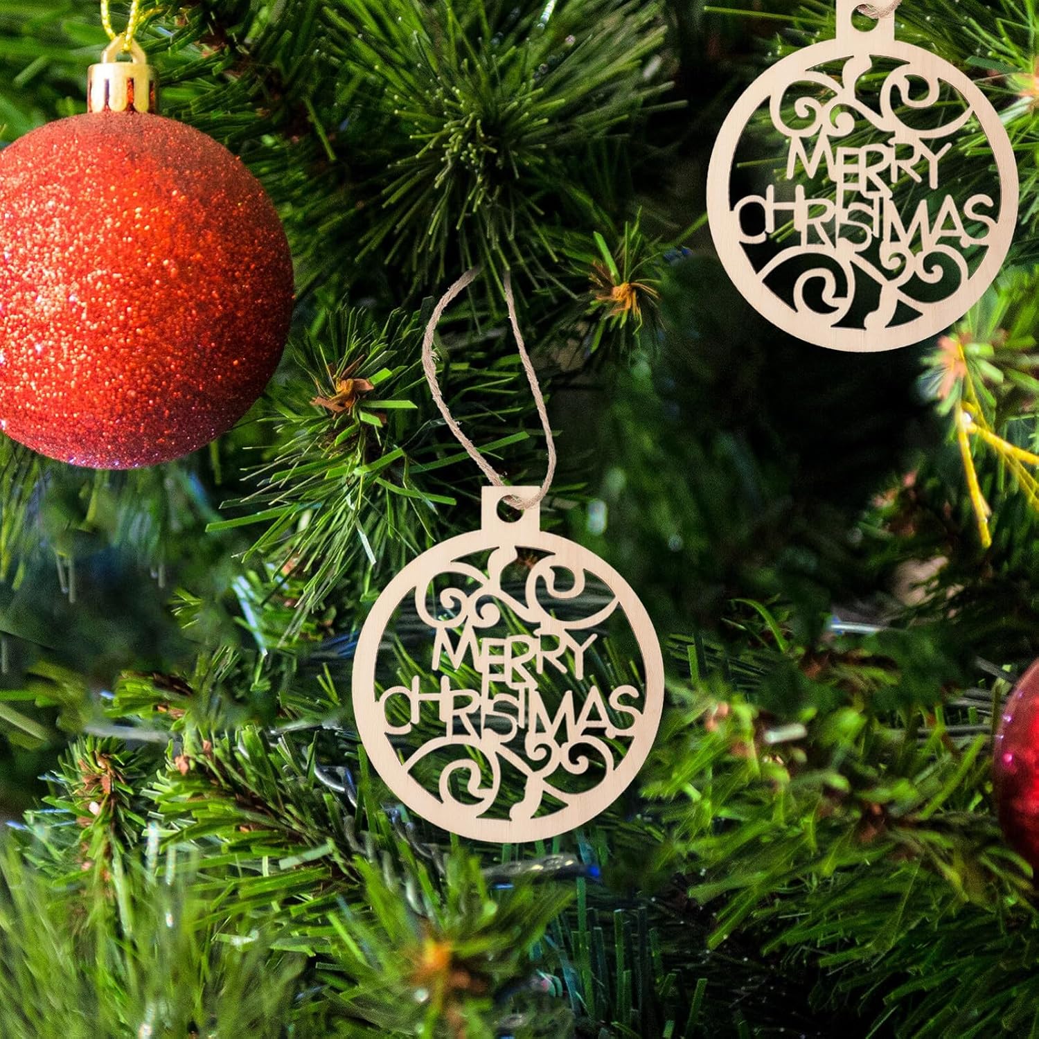 Didiseaon Círculo de madera sin terminar para manualidades, adornos de árbol de Navidad, recortes redondos, rebanadas para Navidad, manualidades,