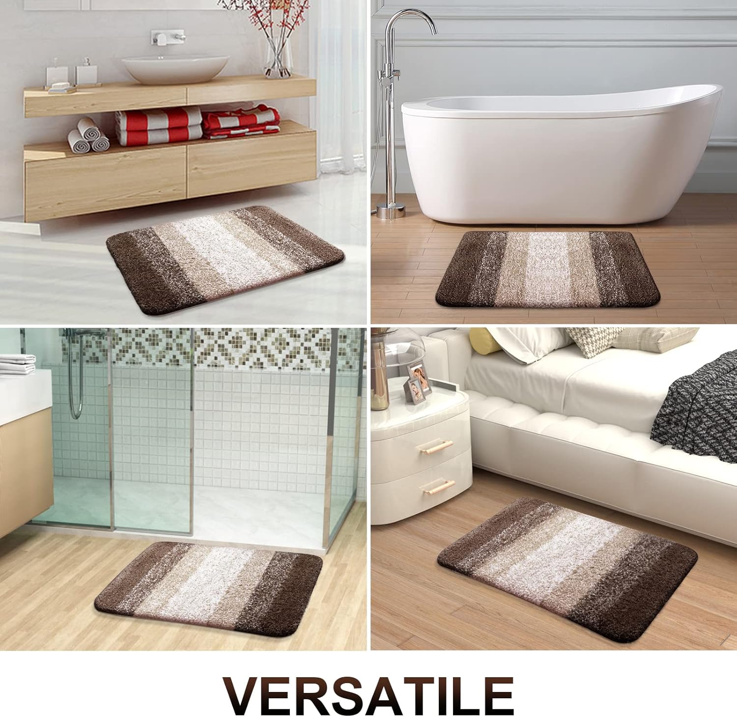 OLANLY Juego de 2 alfombras de baño y alfombras de baño ombré, tamaño 36 x 24 pulgadas y juego de alfombras de baño de 24 x 16 + 24 x 20 pulgadas,