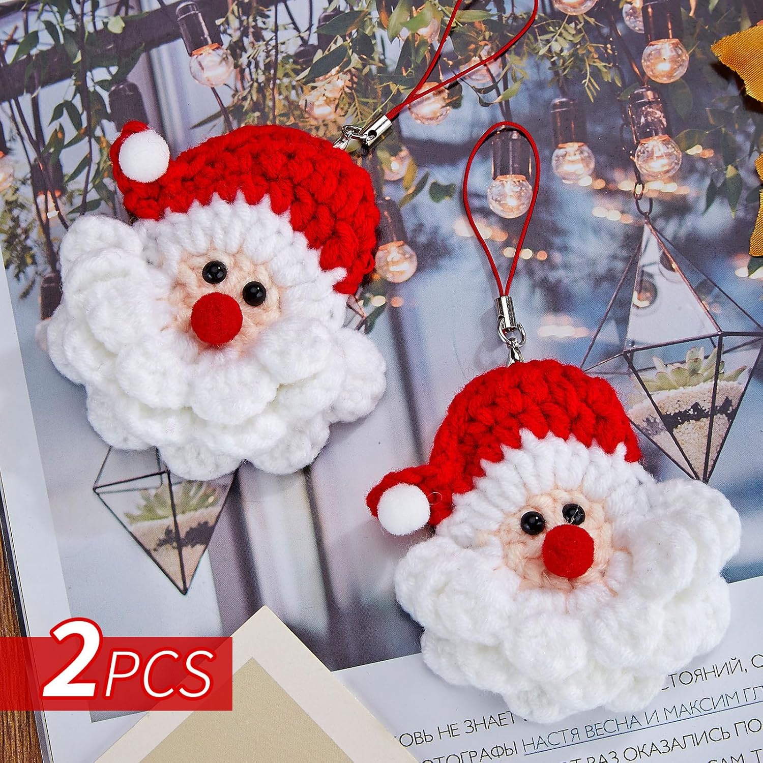 Adornos de Navidad tejidos hechos a mano, Papá Noel de punto hecho a mano, decoración de árbol de Navidad, manualidades tejidas a mano, decoración