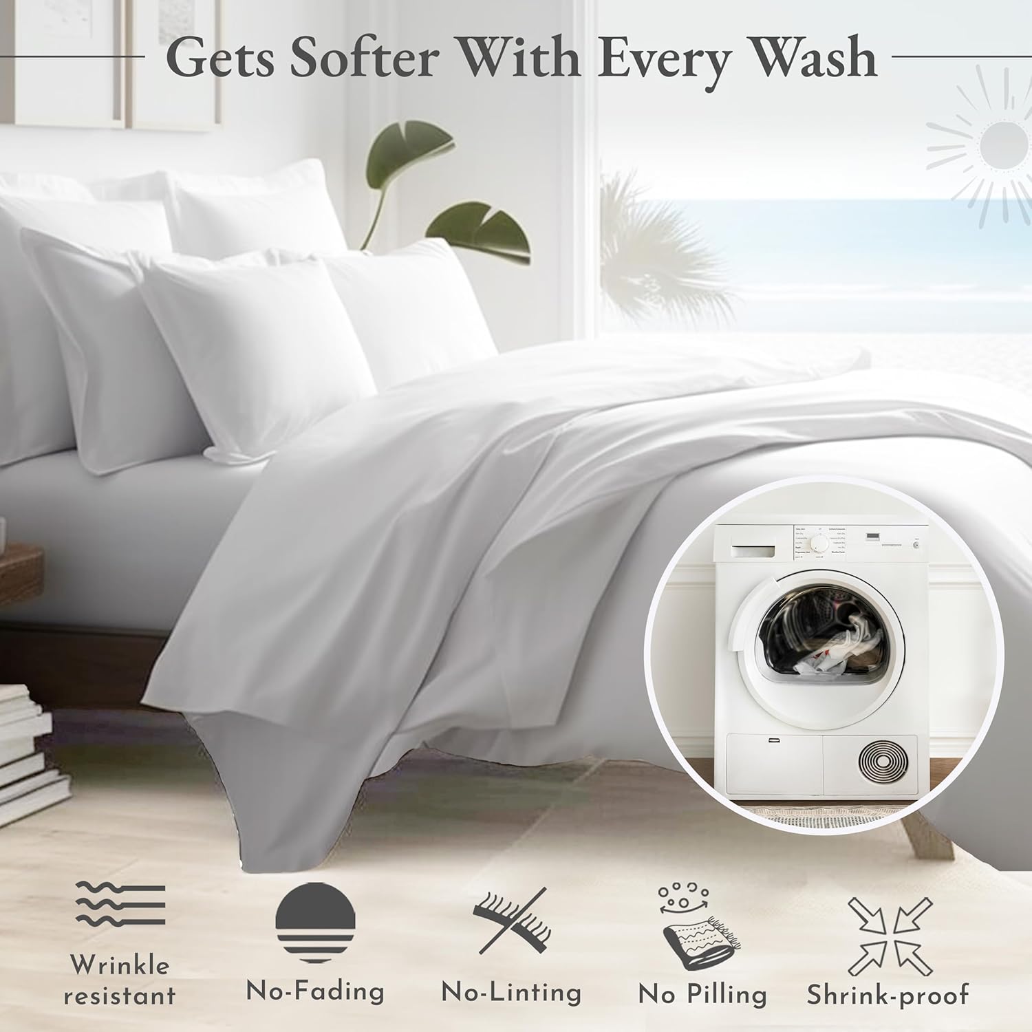 California Design Den Softest Sábanas 100% algodón, juego de sábanas de tamaño matrimonial, juego de 4 piezas, ropa de cama de satén de 400 hilos,