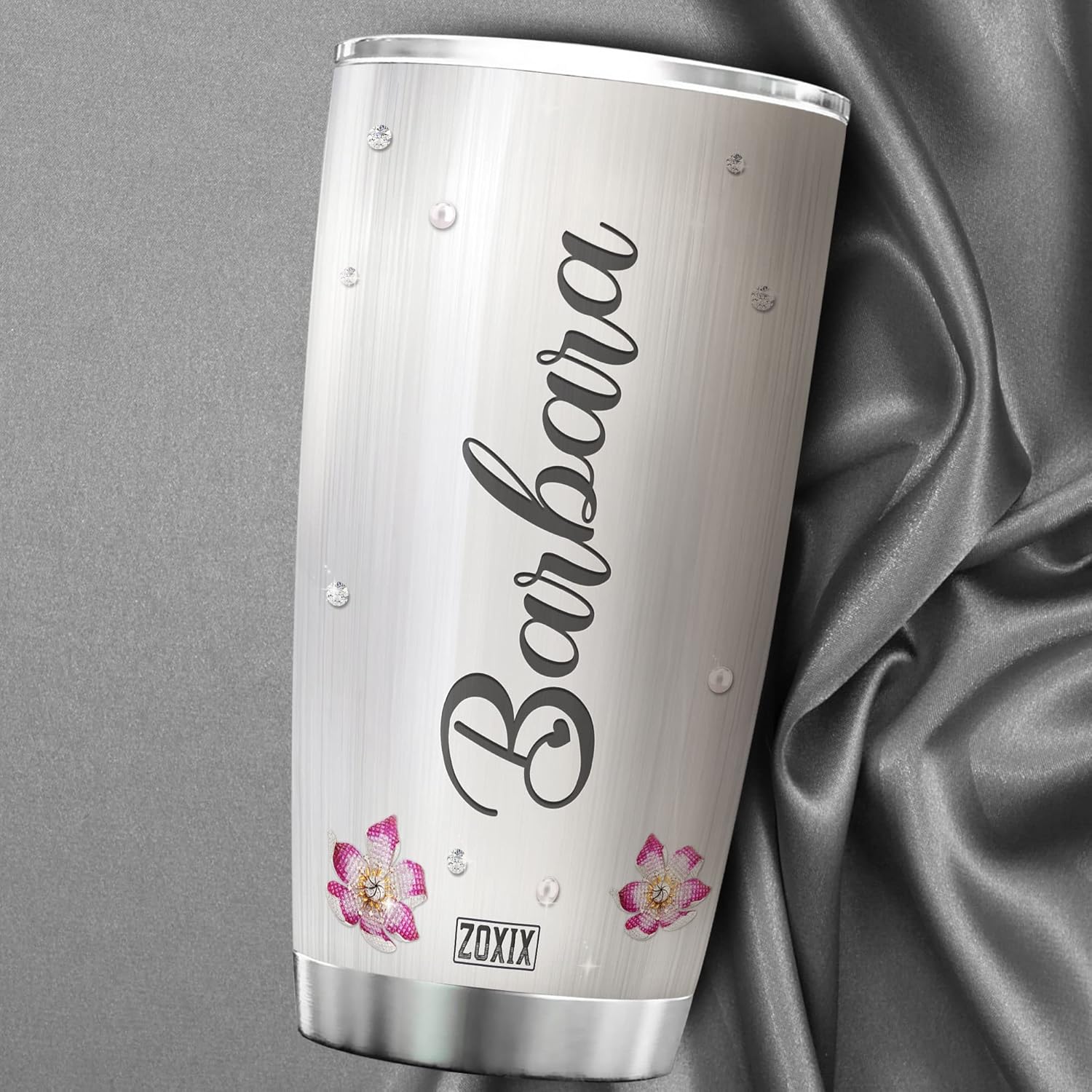 ZOXIX Vaso de colibrí personalizado con nombre, 20 onzas, estilo de joyería, floral, animal, pájaro, taza de café con tapa, regalo de cumpleaños de