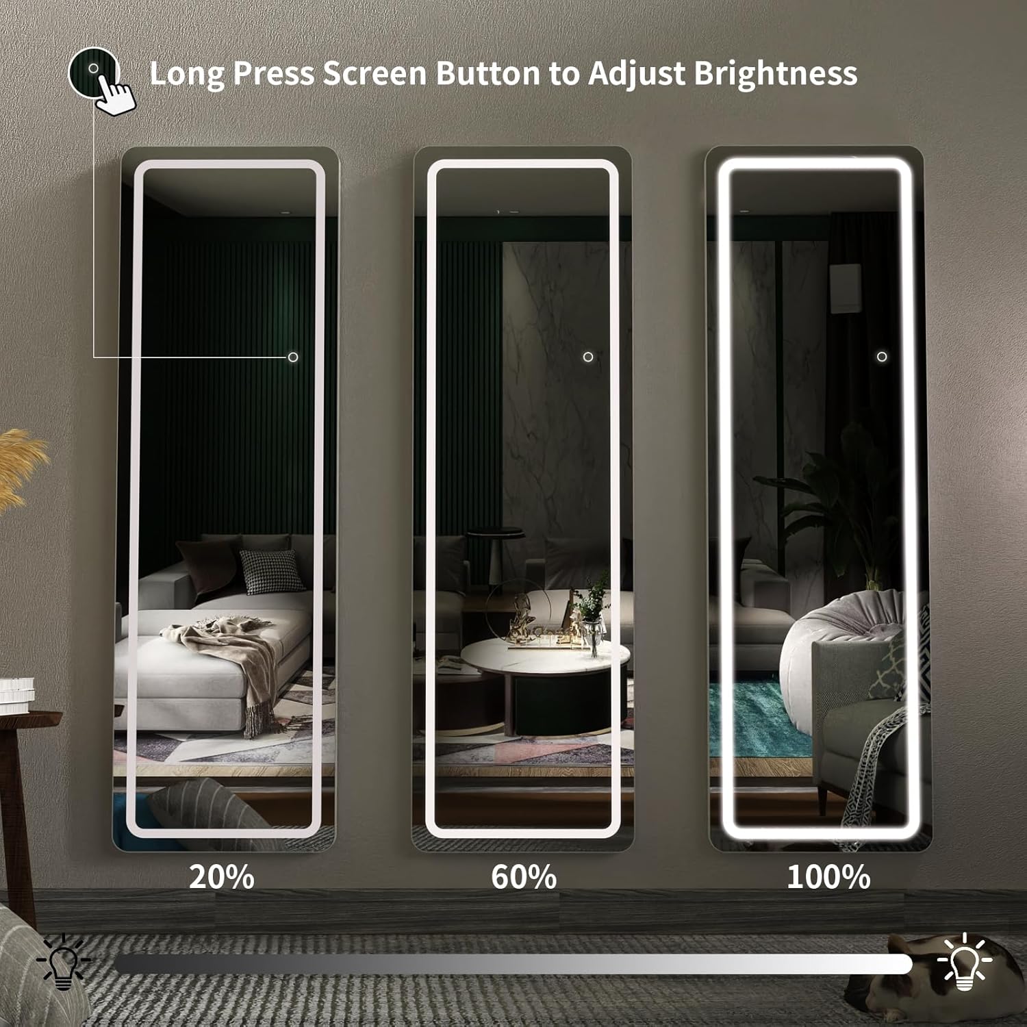 LOWIXI Full Length Mirror Floor Mirror with Standing Holder BedroomLocker Room StandingHanging Mirror Dressing Mirror 63 * 20