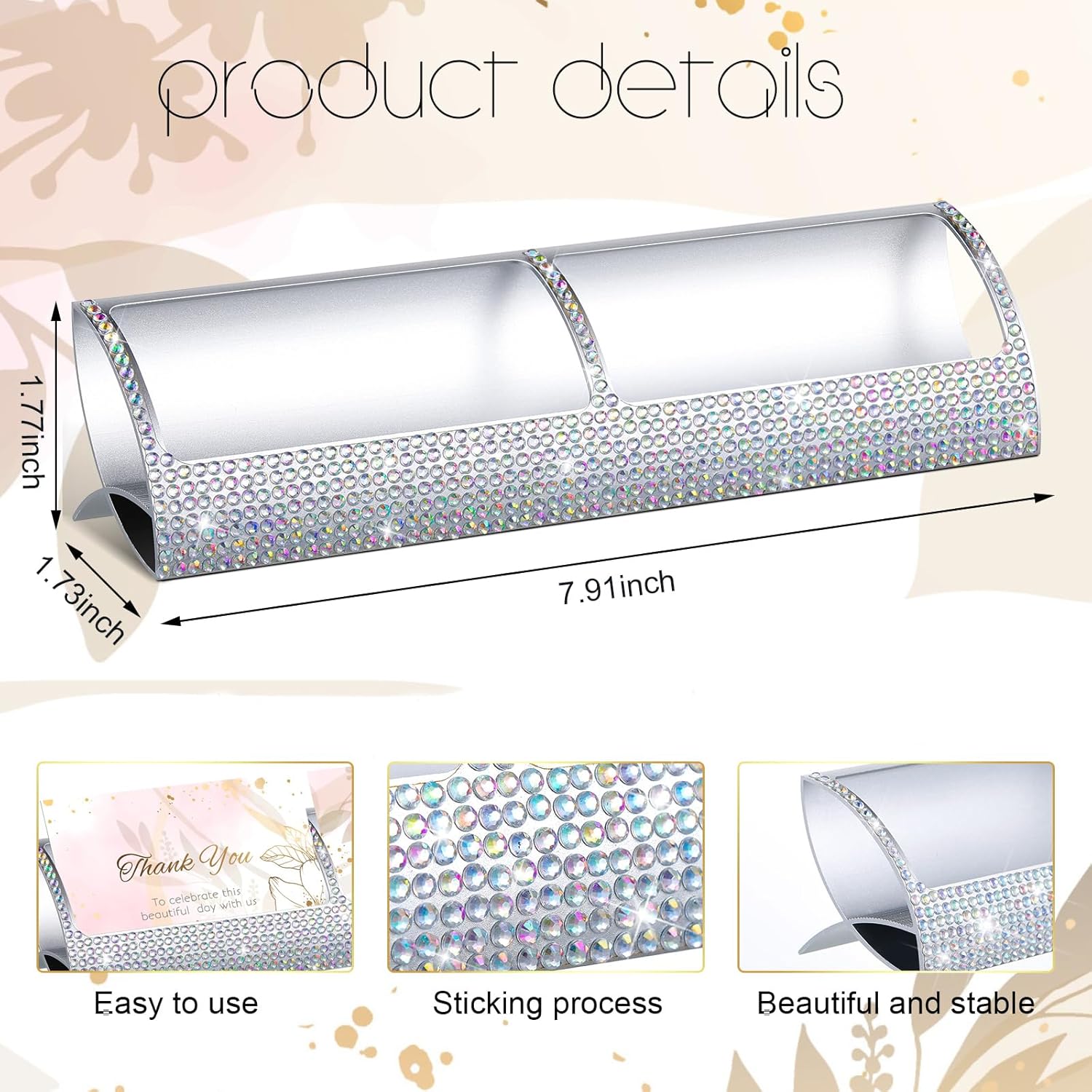 Fuutreo 2 soportes para tarjetas de visita de aluminio brillante en color AB para tarjetas de visita de escritorio, organizador de tarjetas de