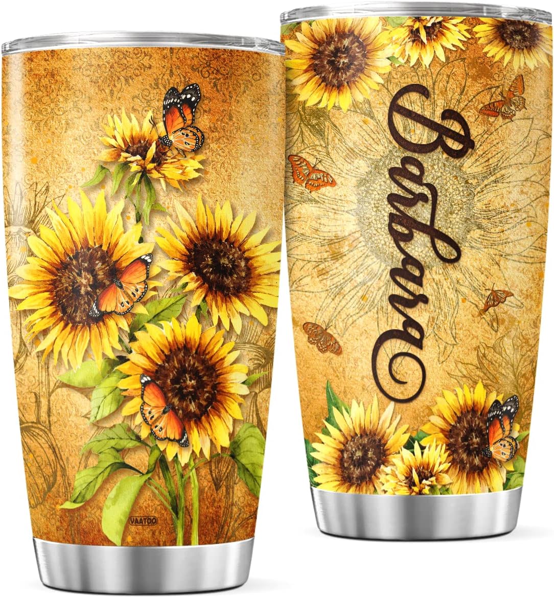 Vaso de café personalizado, taza de viaje con tapa, regalos de cumpleaños para mujeres, abuela, esposa, flores, taza aislada, bebidas frías, vasos