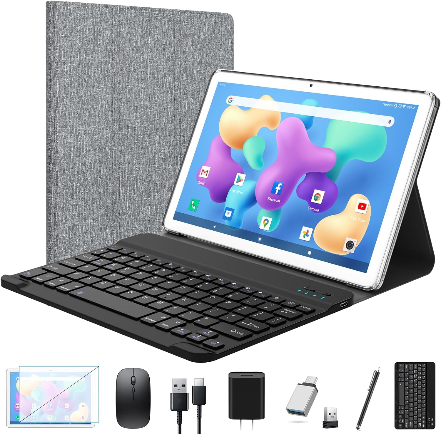 Tablet 2024 Tablet Android de 10 pulgadas, tableta WiFi 5G Octa-Core con teclado, 128 GB + 4 GB + 1 TB de almacenamiento expandible, tableta de
