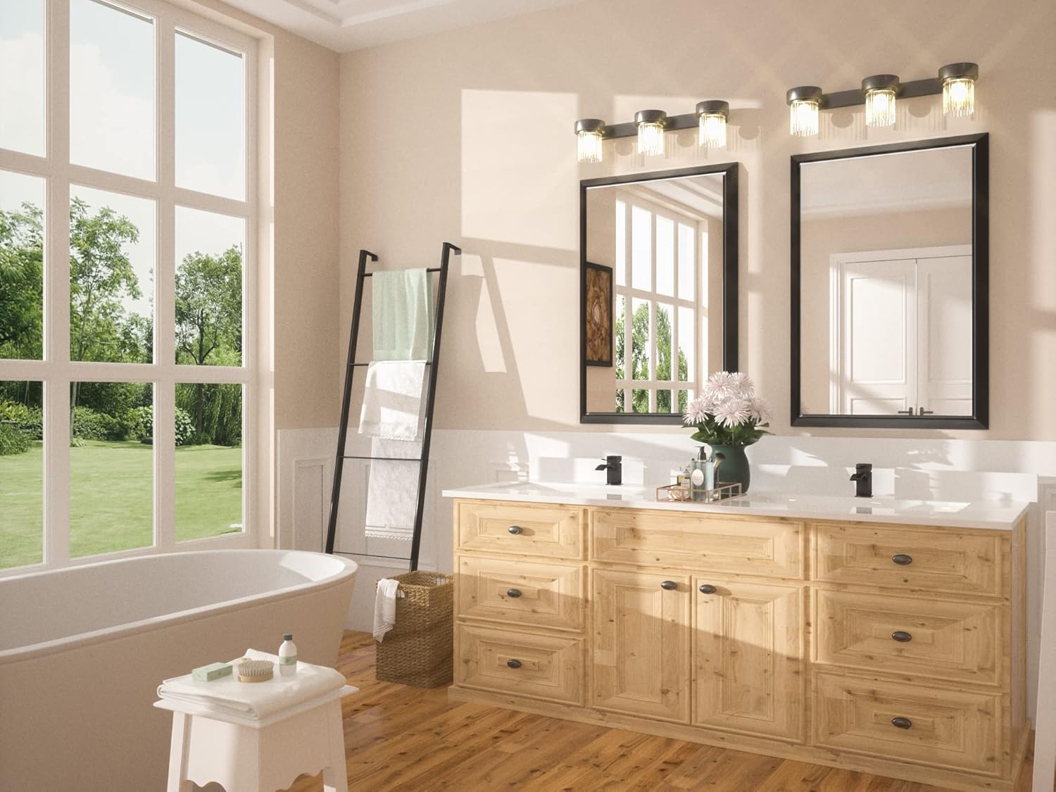Espejo de baño negro para sobre fregadero 36 x 24 pulgadas, moderno espejo de tocador de granja, espejo de pared enmarcado con marco de metal