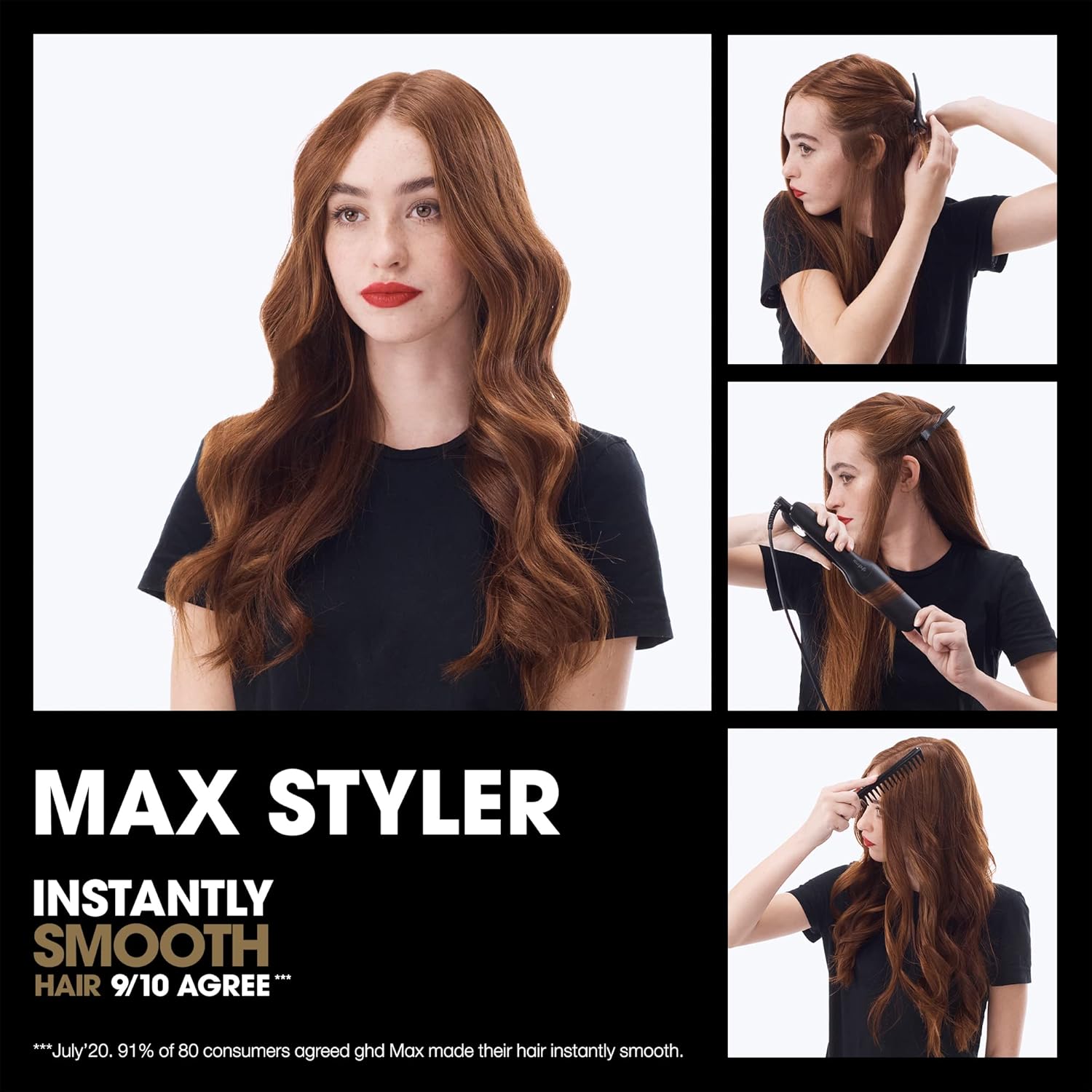 ghd Max Styler Essentials Duo – Plancha plana de 2 pulgadas de ancho para alisar el cabello (negro) con protector de cuerpo en aerosol de protección