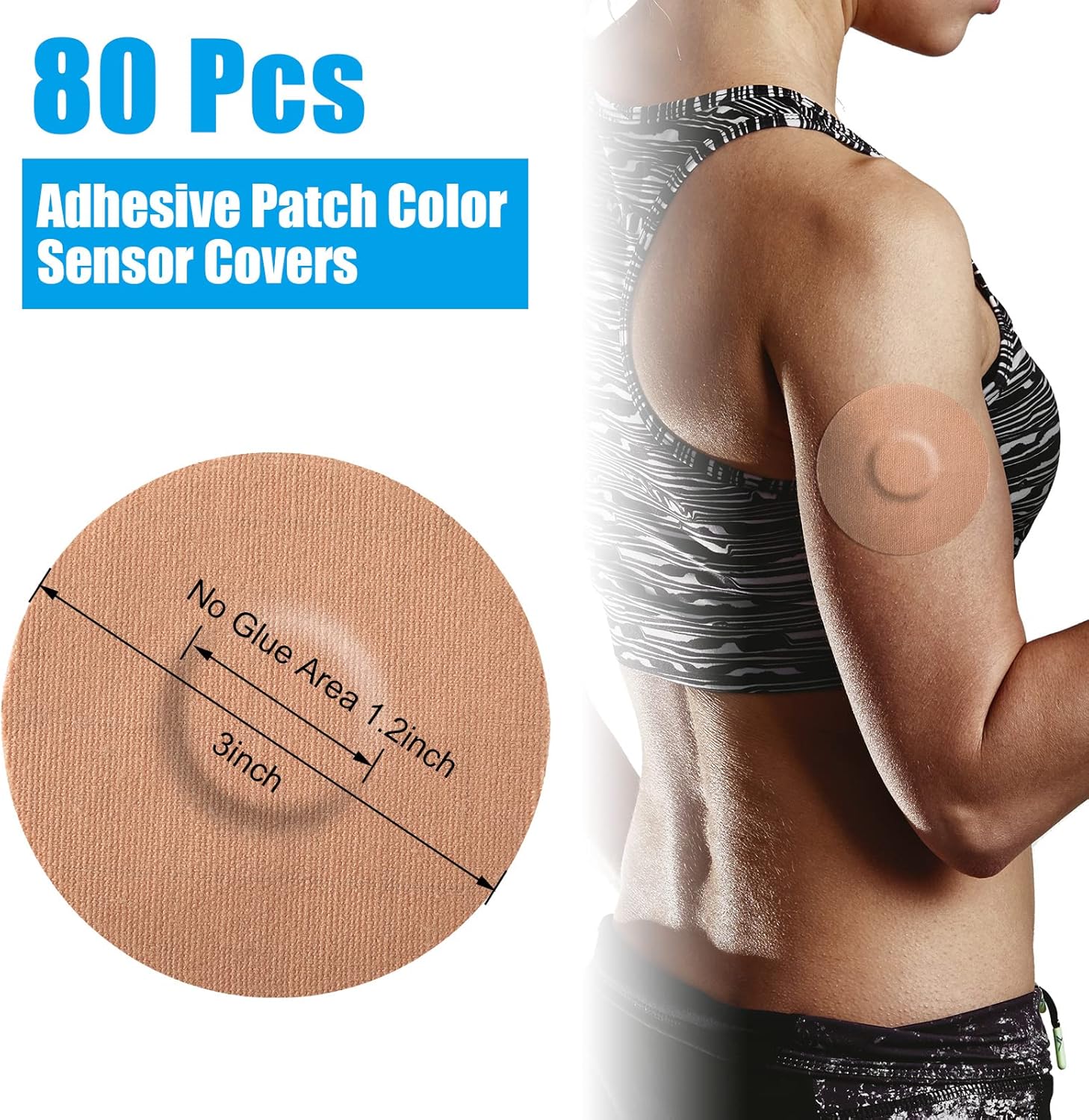 80 piezas de parches adhesivos para sensores de color, protección continua para monitor de glucosa, suministros para diabéticos, parche adhesivo CGM