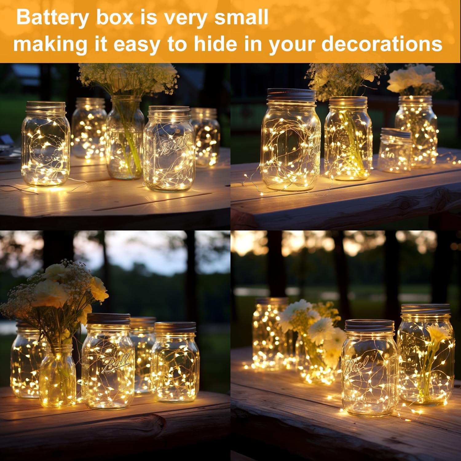 Paquete de 18 mini luces de hadas que funcionan con pilas, 3.3 pies, 20 luces LED de alambre plateado, luces de luciérnaga blancas cálidas para