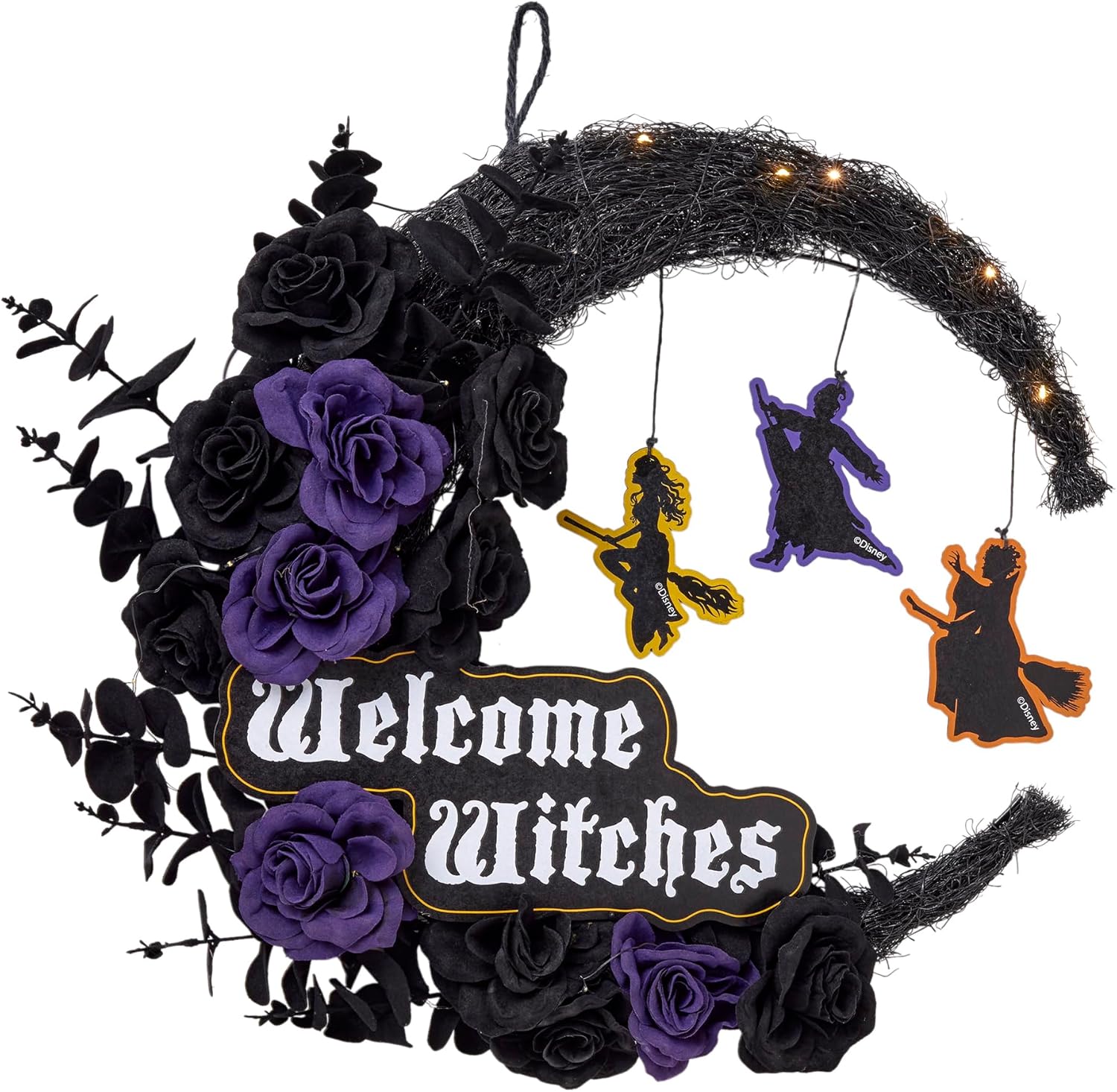 Spirit Halloween Hocus Pocus – Corona de brujas de bienvenida LED iluminada, con licencia oficial, Disney