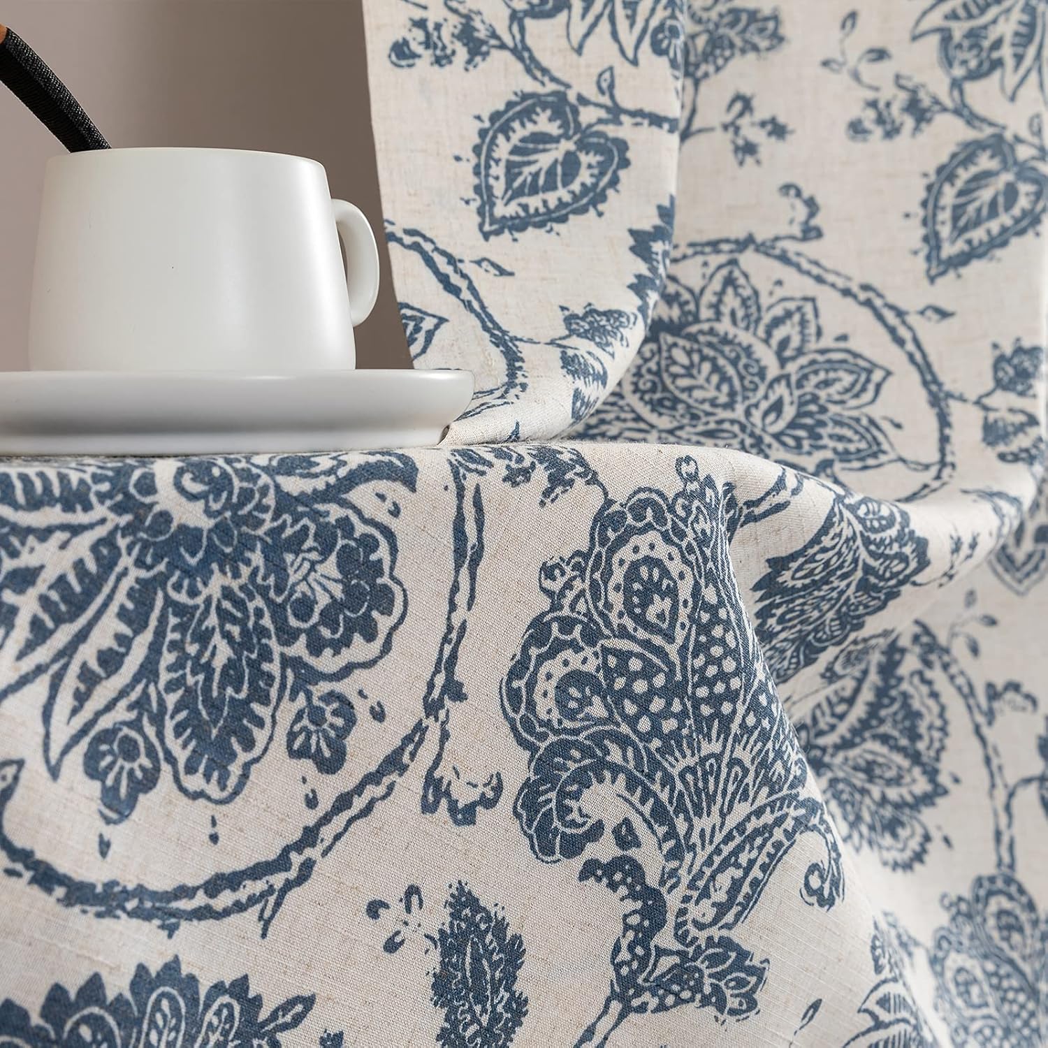 jinchan Cortinas de cocina de 36 pulgadas de largo, con estampado de pergamino de cachemira, cortinas cortas de lino para baño, diseño de medallón,