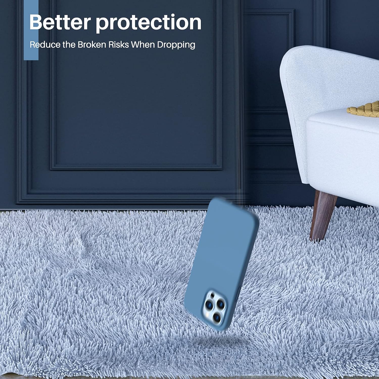 ORNARTO Funda de silicona líquida a prueba de golpes diseñada para iPhone 13 Pro, protección integral de goma de gel, protección contra caídas, 6.1