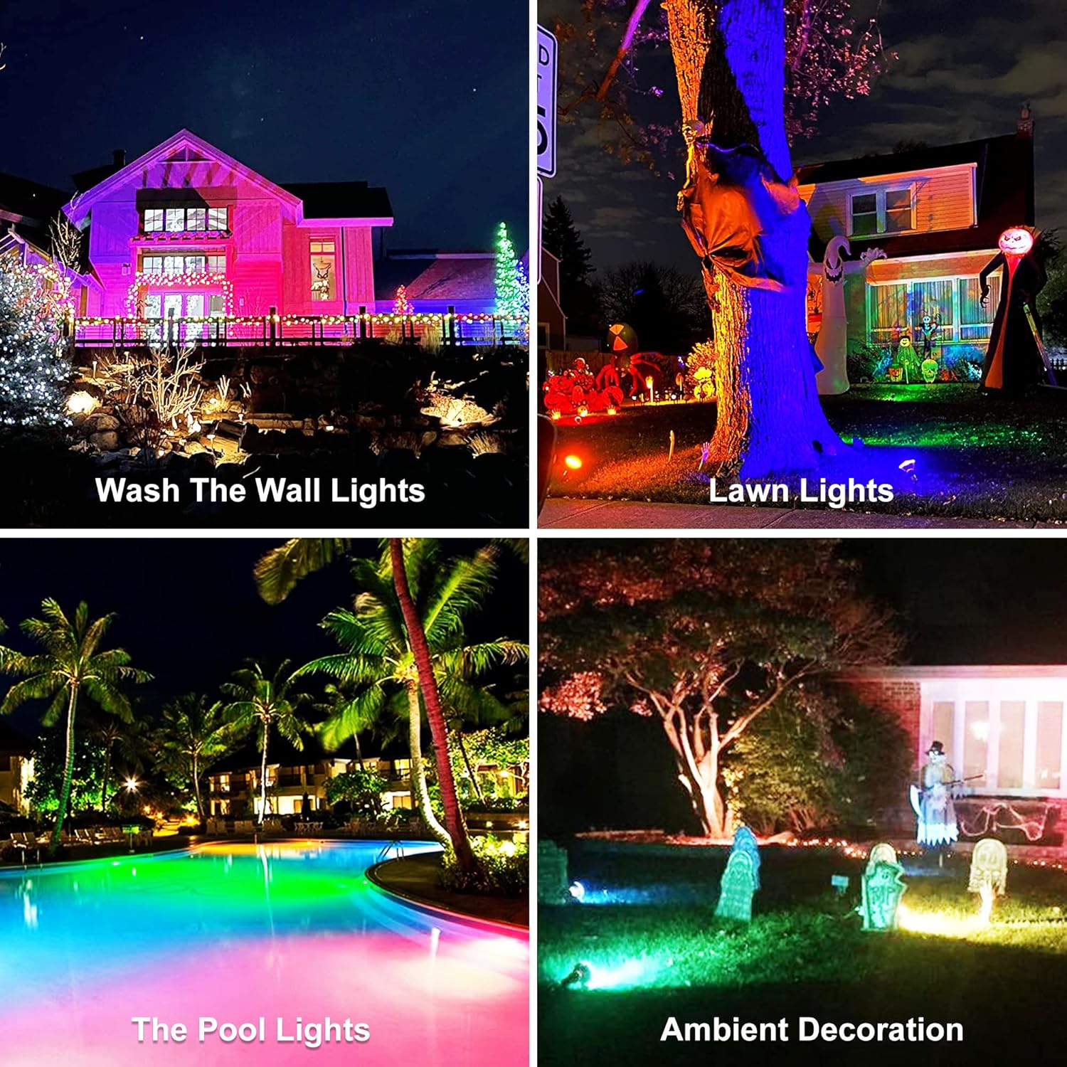 Kuniwa Paquete de 2 bombillas de inundación PAR38 para exteriores de 30 W, LED que cambia de color a prueba de agua, equivalente a 100 W,