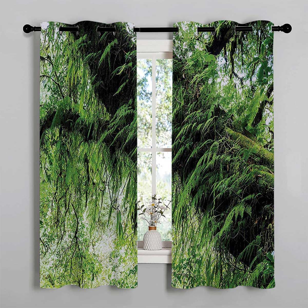 YANFENQI Cortina Blackout para Habitacion Rainforest Acordeon Puerta de Garaje Cortina 55 pulgadas de ancho por 55 pulgadas de largo, 2 paneles